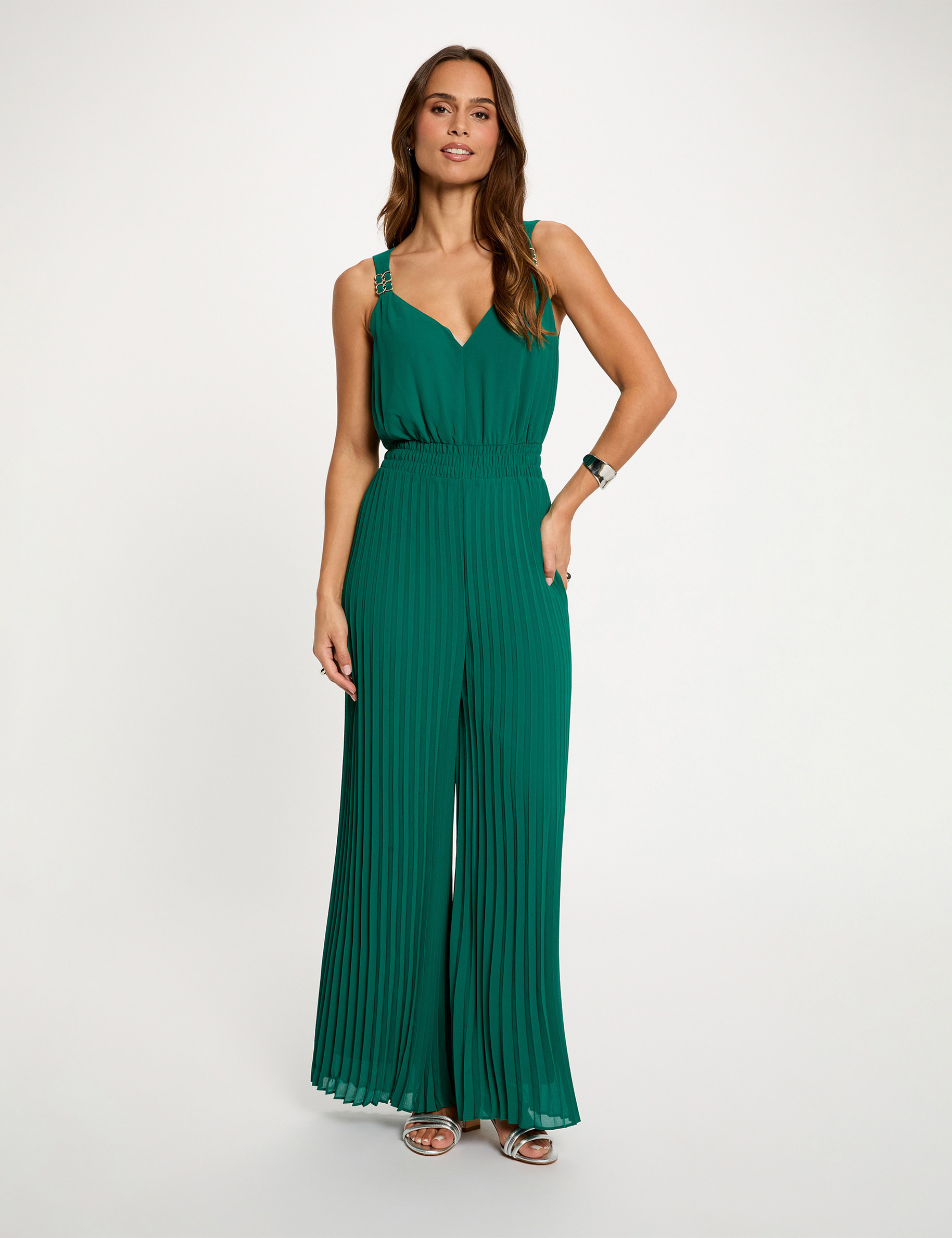 Plissierter Jumpsuit gr&uuml;n damen