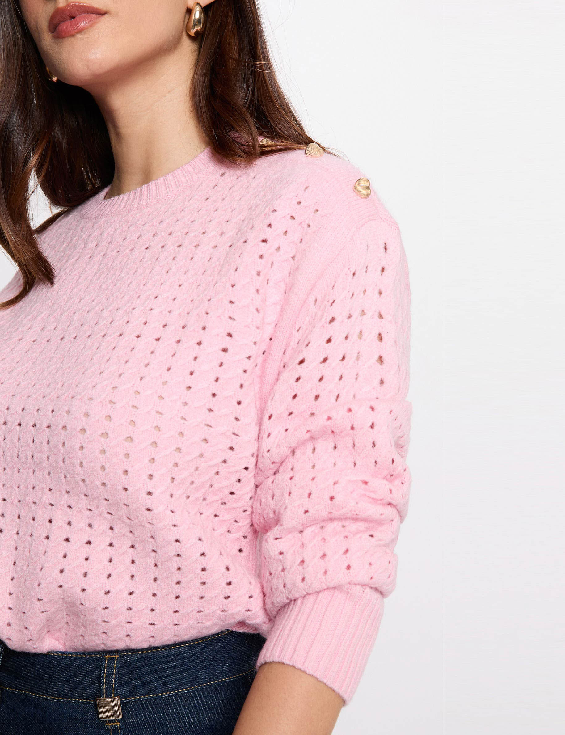 Pullover mit Knopfdetails hellrosa damen