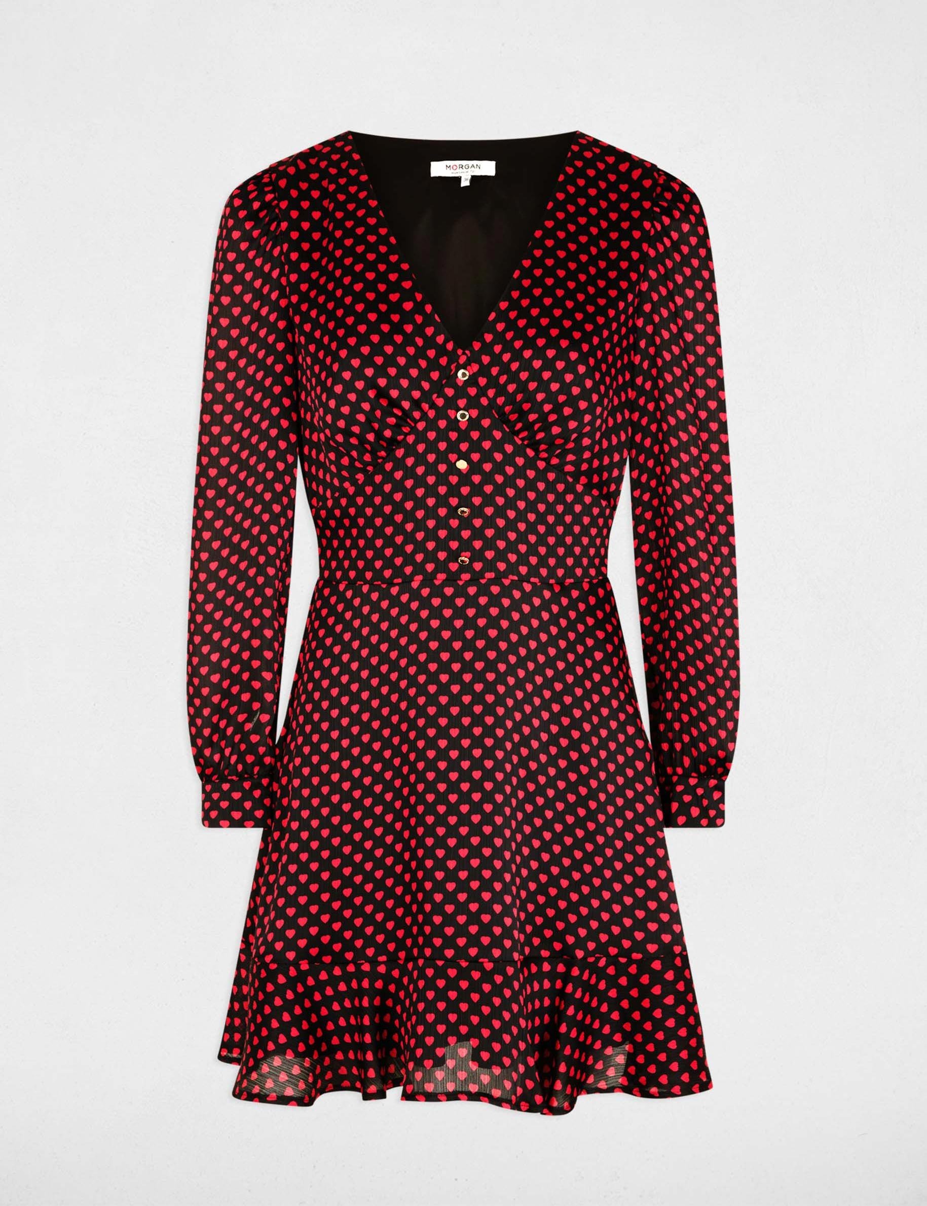 Kurzes Kleid mit V-Ausschnitt mehrfarbig damen