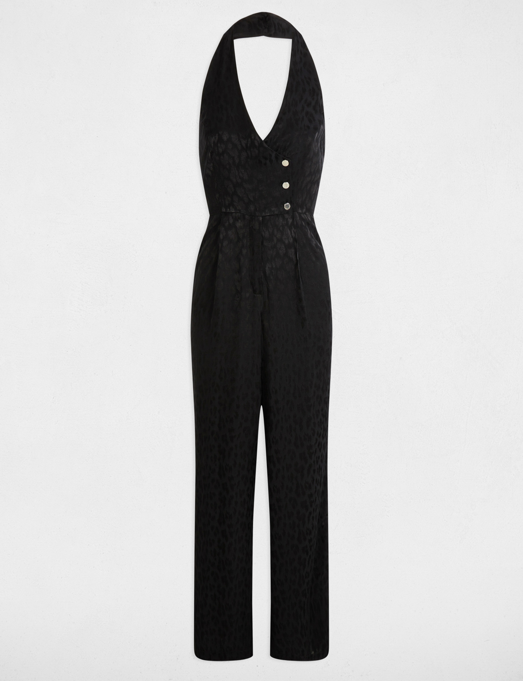 combinaison longue col en v noir femme Combinaison longue col en V noir femme