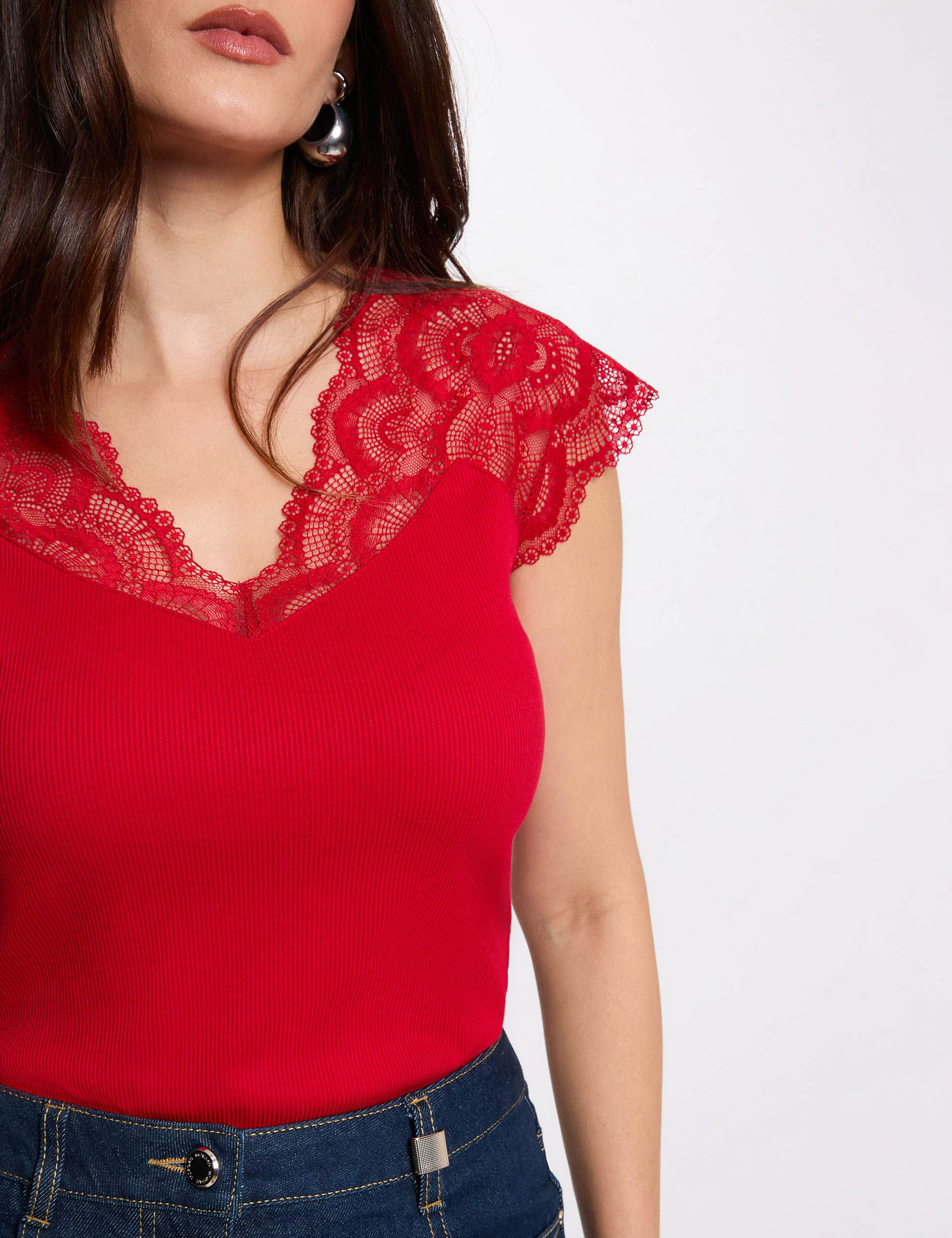 T-shirt manches courtes rouge femme