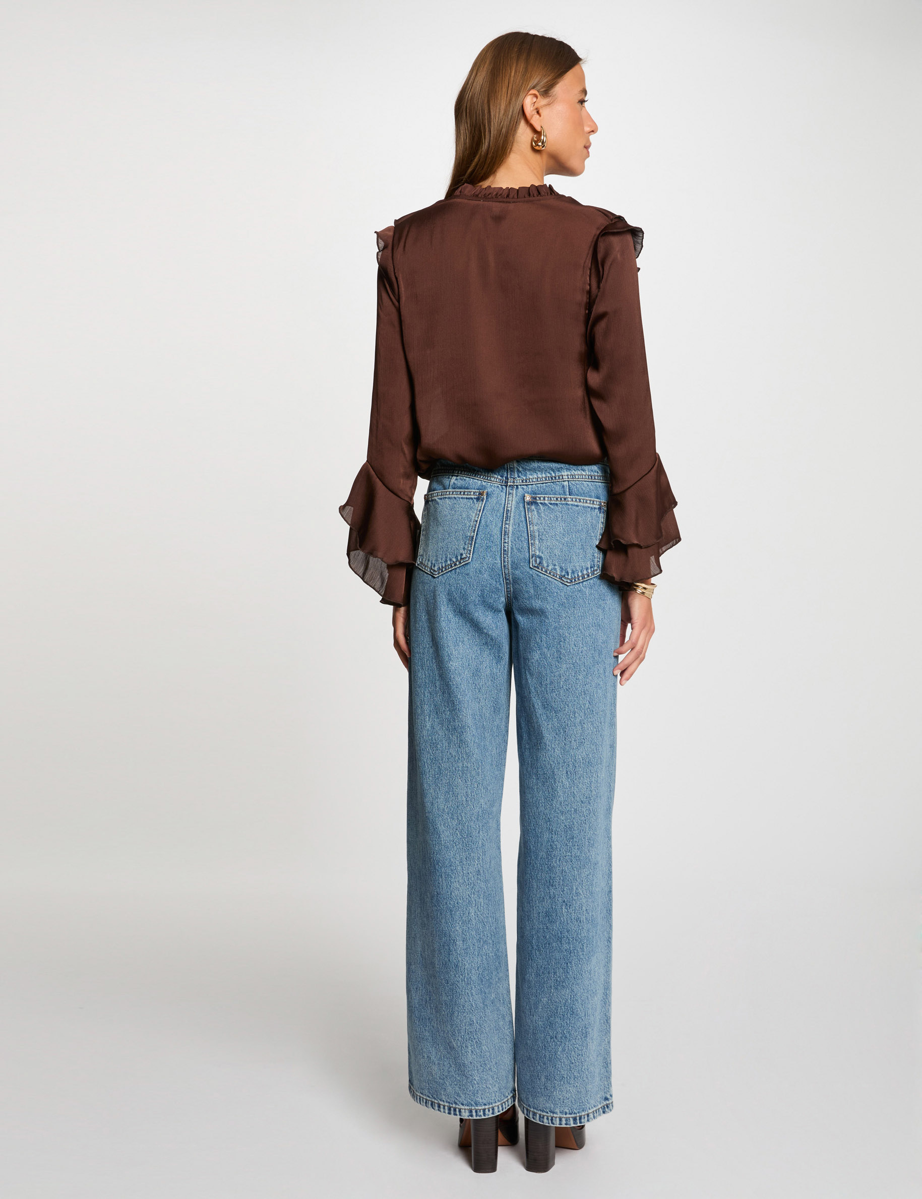 blouse manches longues marron fonce femme Blouse manches longues marron foncé femme