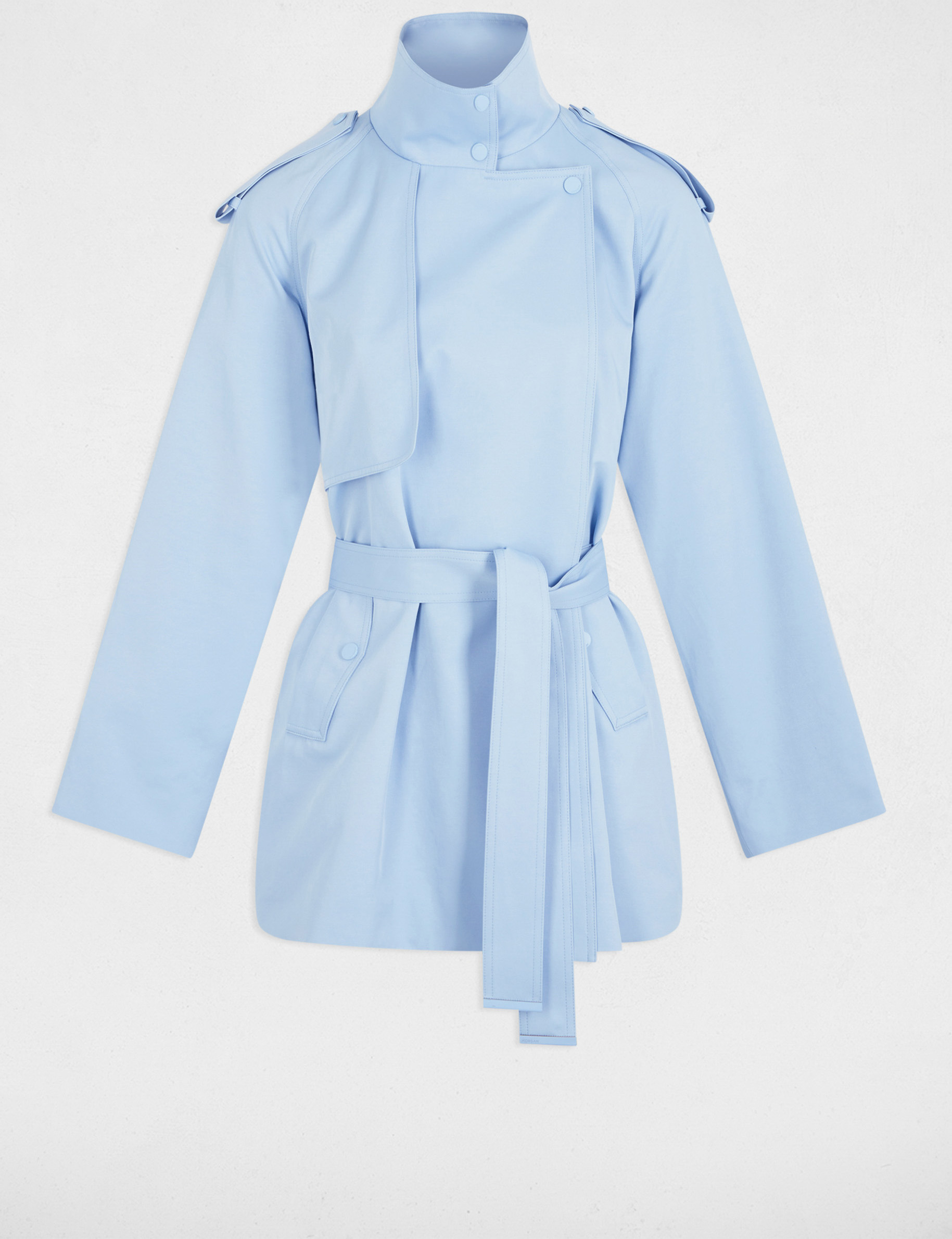 trench court fluide bleu ciel femme Trench court fluide bleu ciel femme