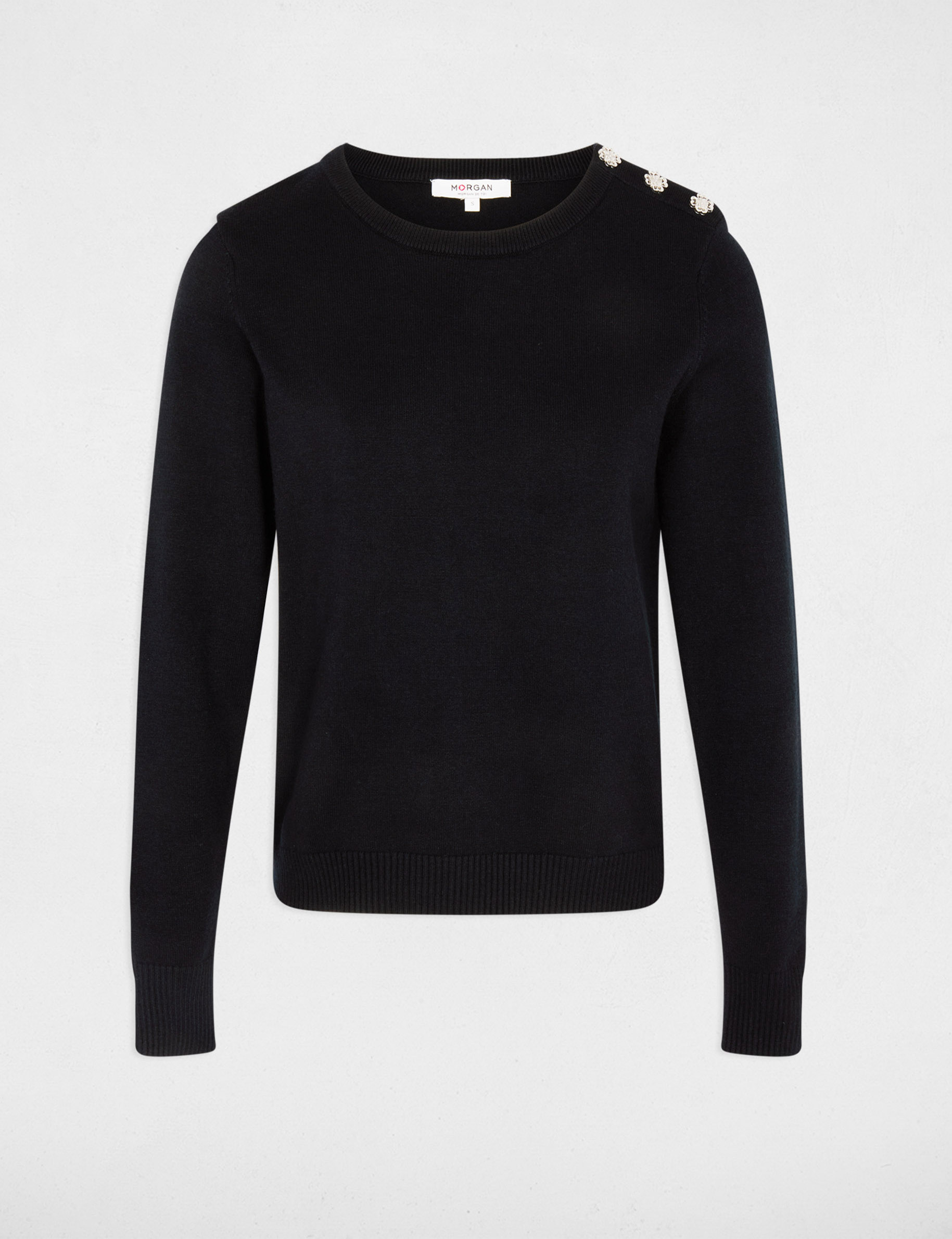 Pullover mit Rundhals und Kn&ouml;pfen marineblau damen