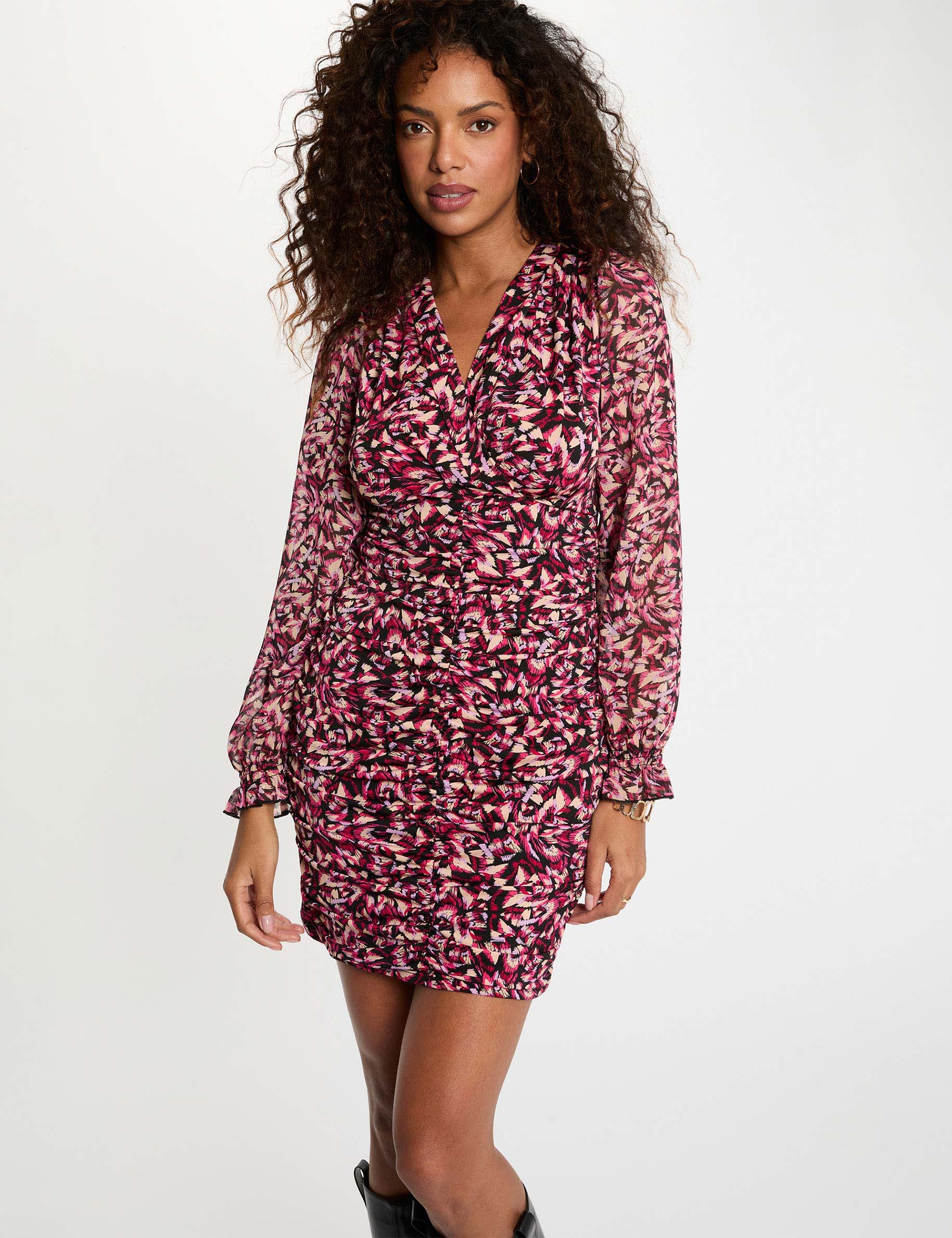 Wickelkleid mit 3/4-&Auml;rmeln mehrfarbig damen