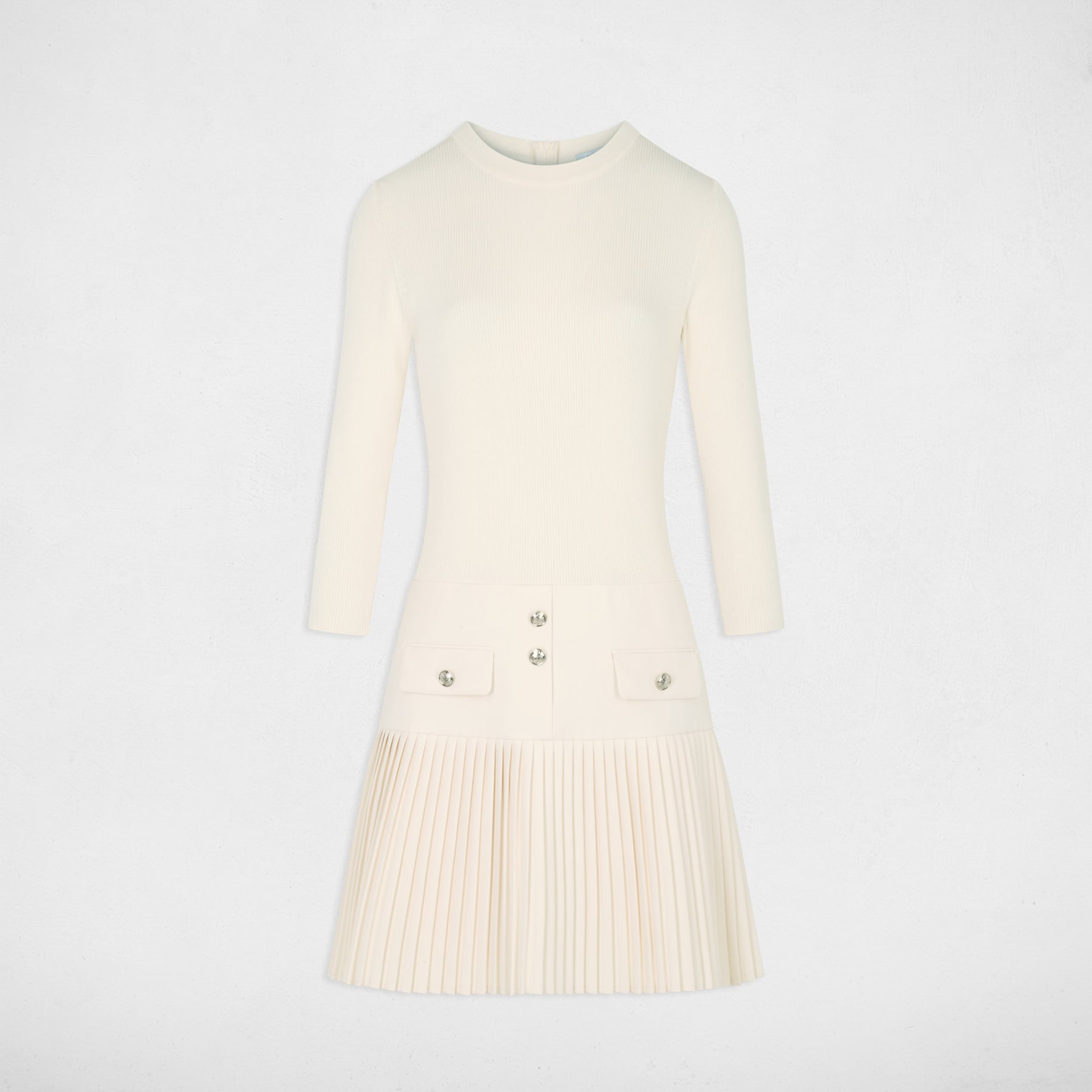 2-in-1 Faltenkleid elfenbein damen