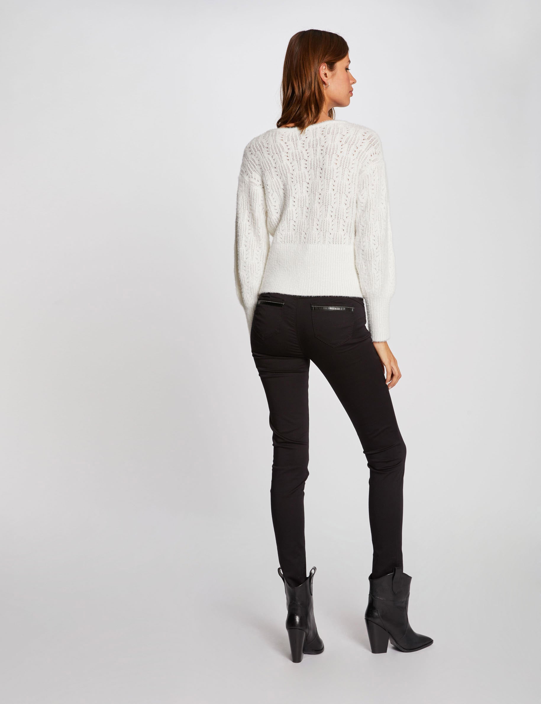 Pantalon slim satin noir femme