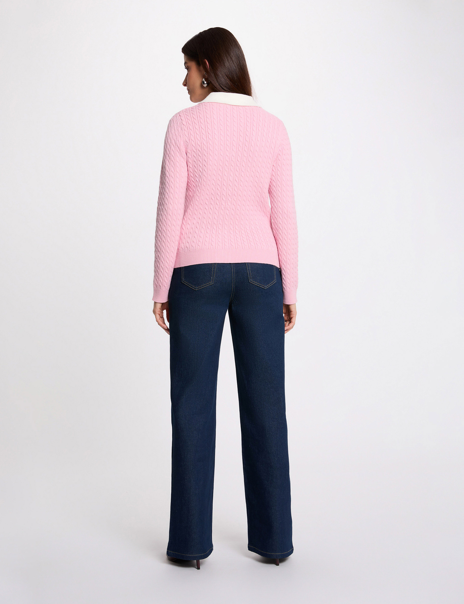 Taillierte Strickjacke mit Reverskragen hellrosa damen