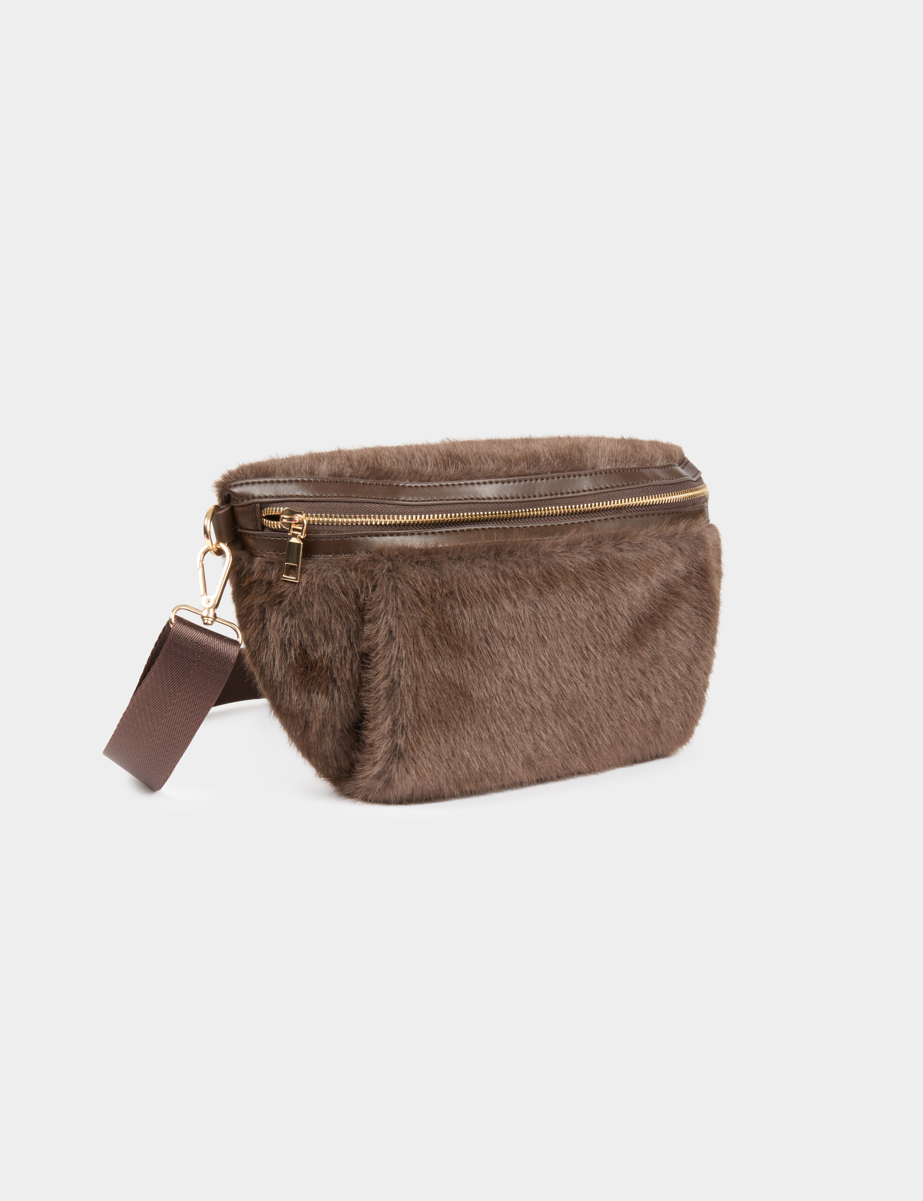 G&uuml;rteltasche aus Kunstfell dunkelbraun damen