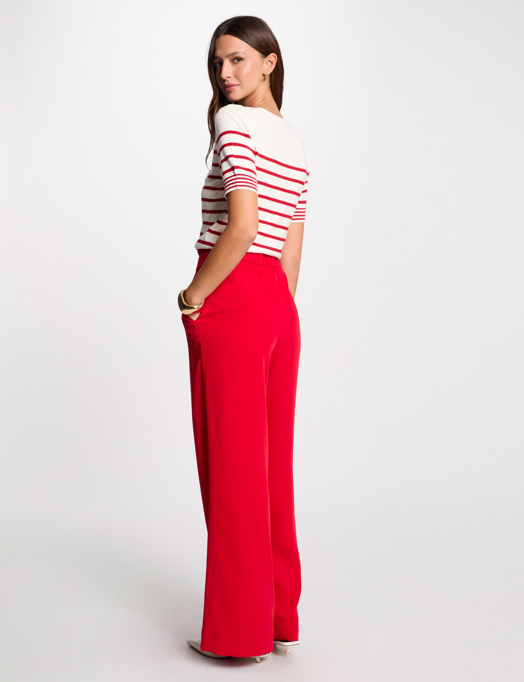 pantalon large fronces rouge femme Pantalon large � fronces rouge femme