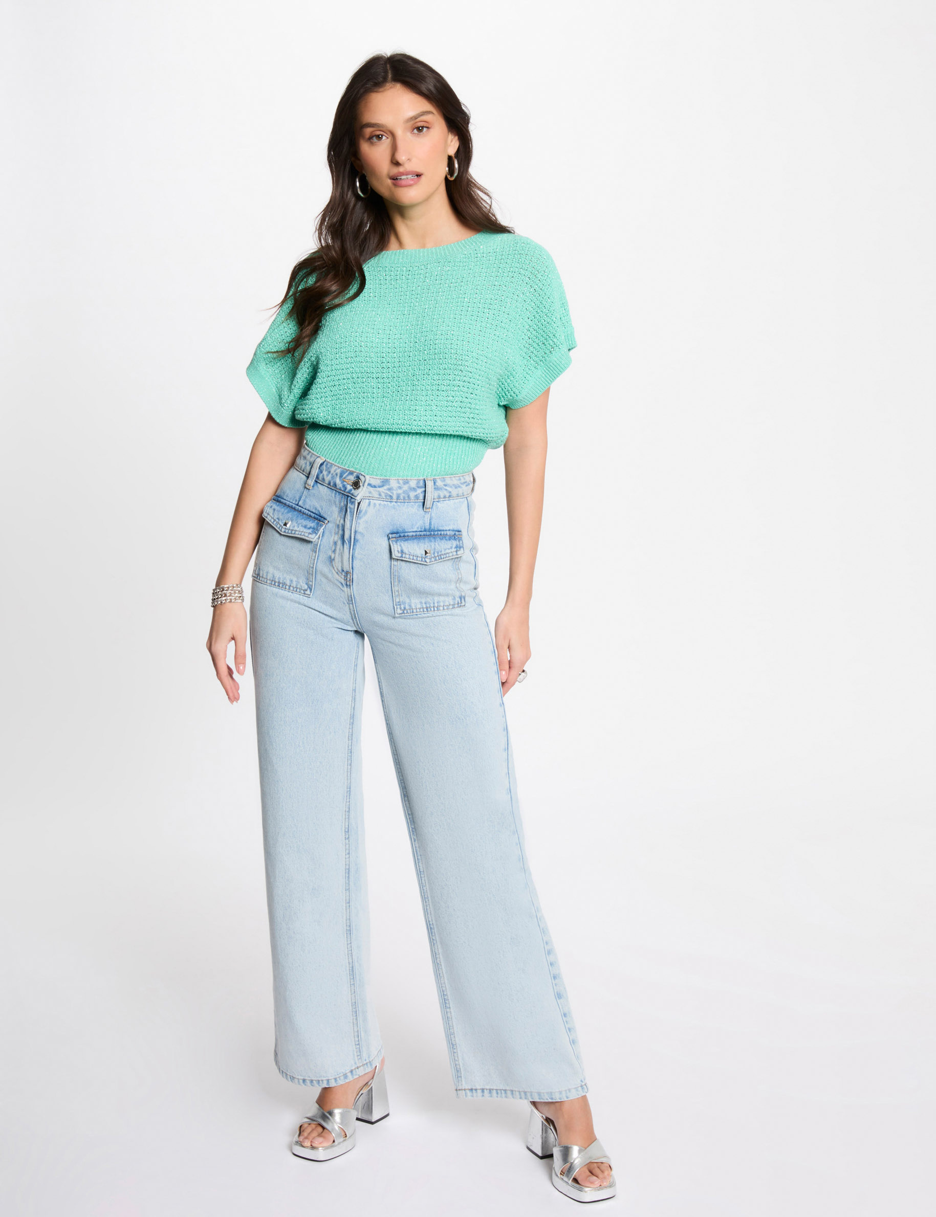 pull manches courtes vert emeraude femme Pull manches courtes vert émeraude femme