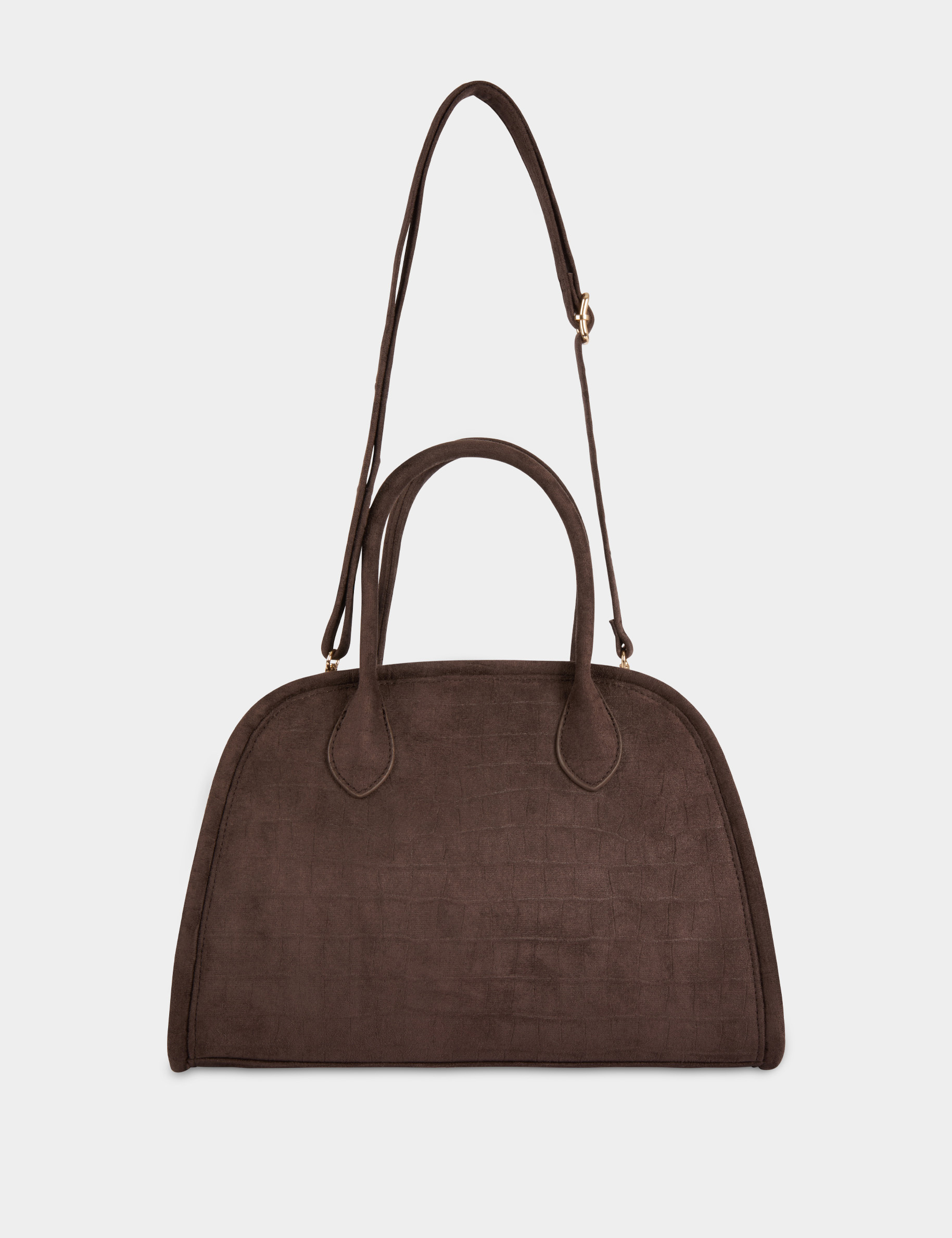 Sac su&eacute;dine aspect croco marron fonc&eacute; femme