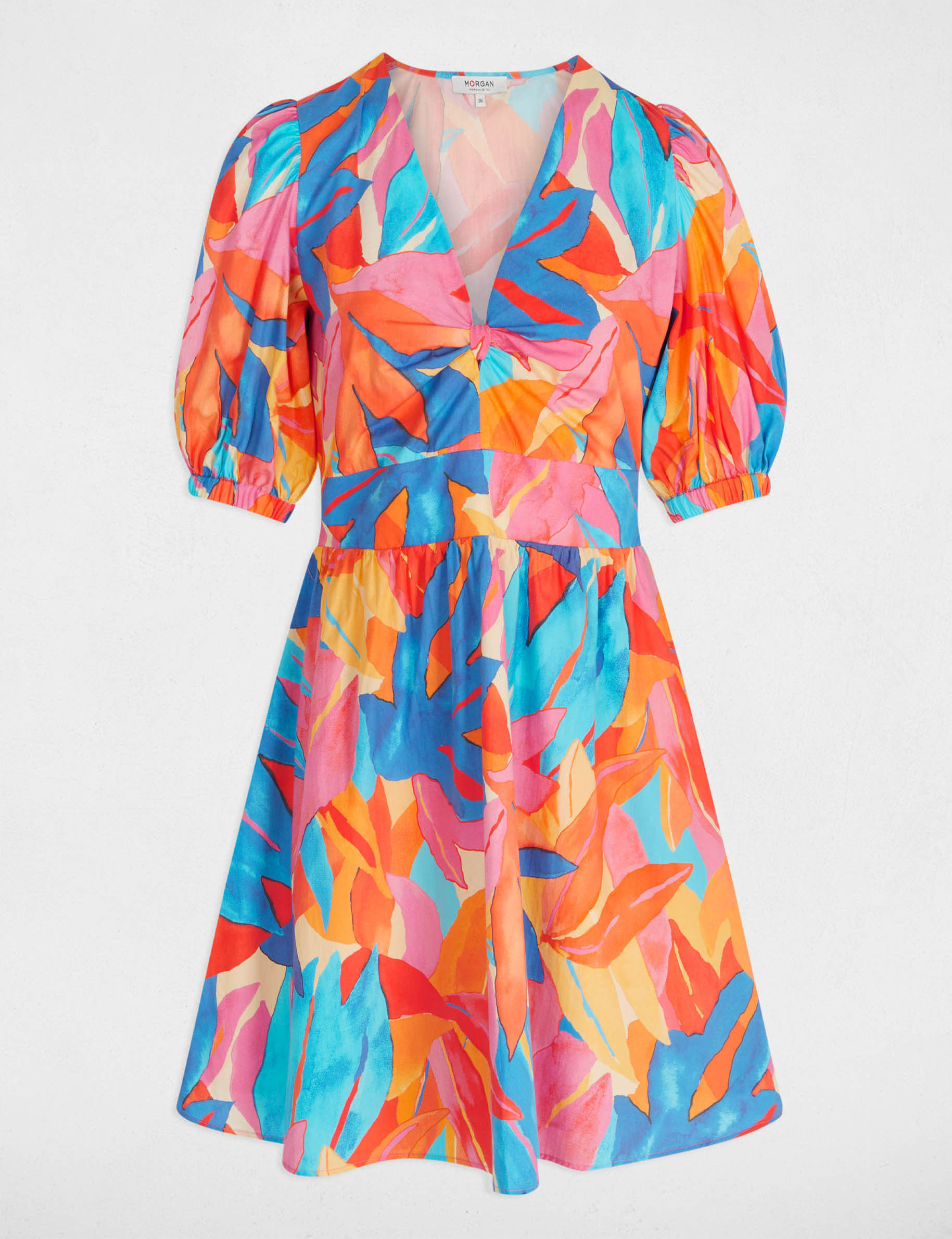 kurzes ausgestelltes kleid mit print mehrfarbig damen Kurzes ausgestelltes Kleid mit Print mehrfarbig damen