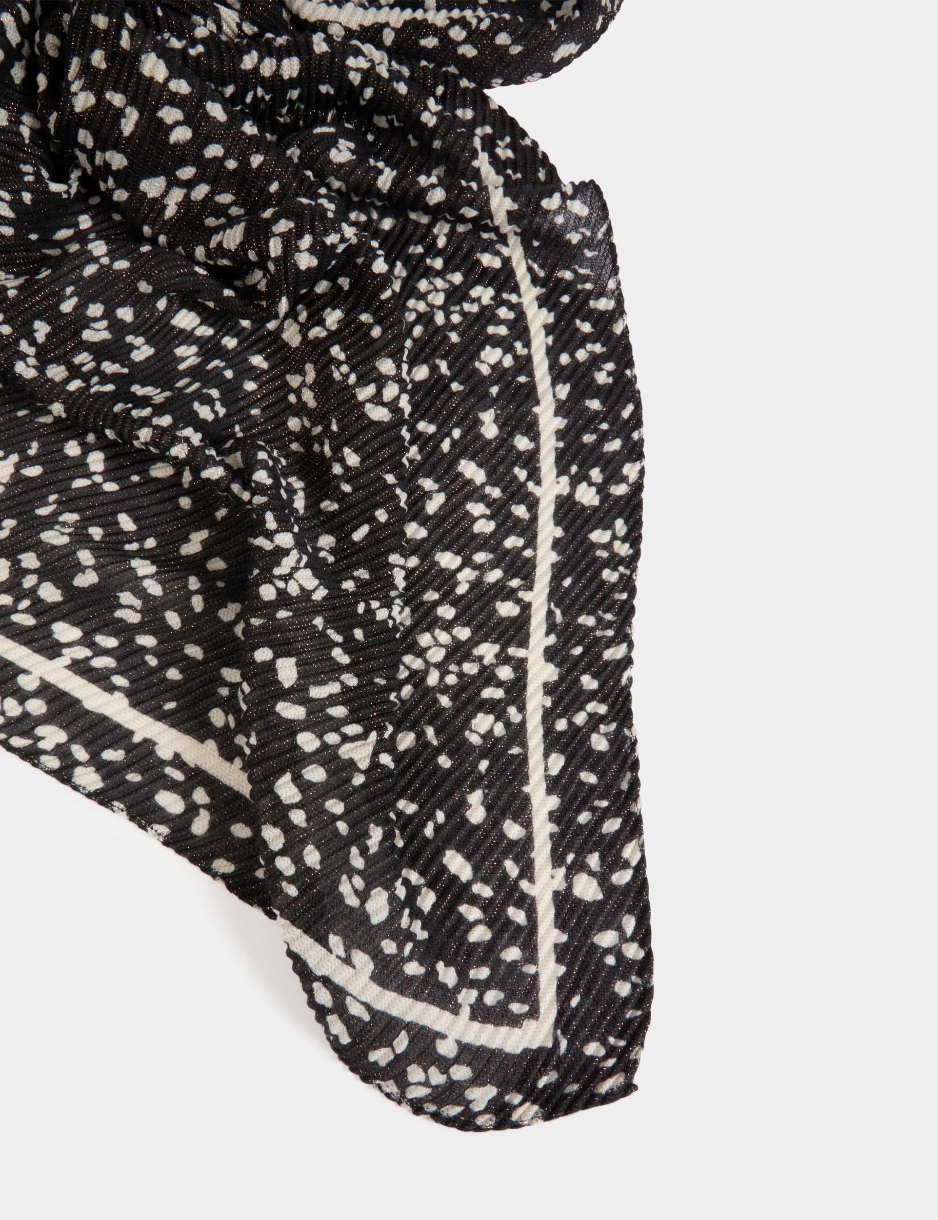 foulard plisse a pois noir femme schwarz damen