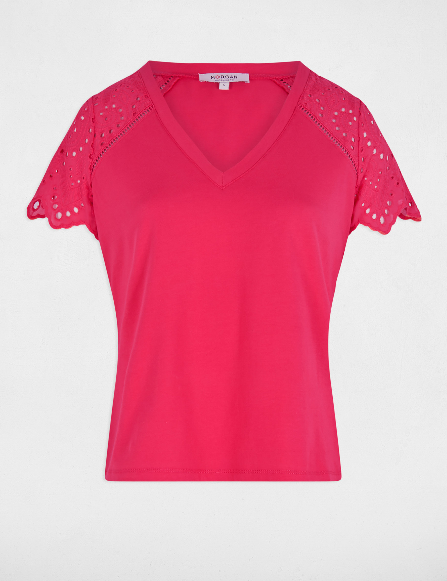 t shirt manches courtes rose fushia femme T-shirt manches courtes rose fushia femme
