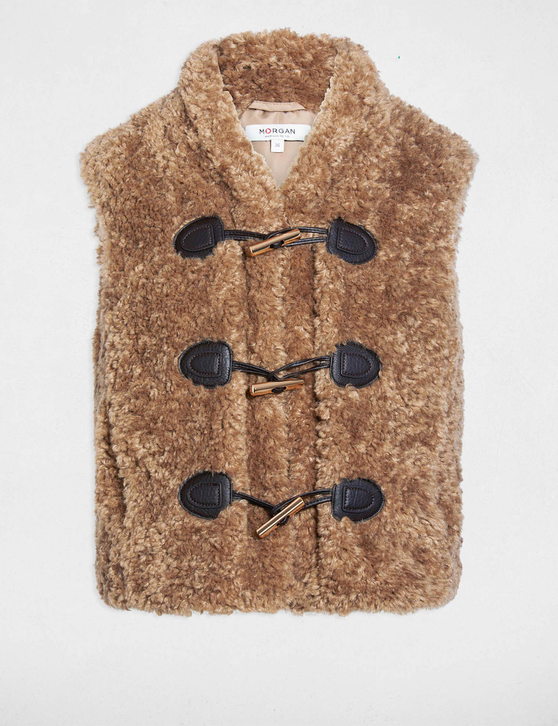 &Auml;rmellose Strickjacke mit Schalkragen braun damen