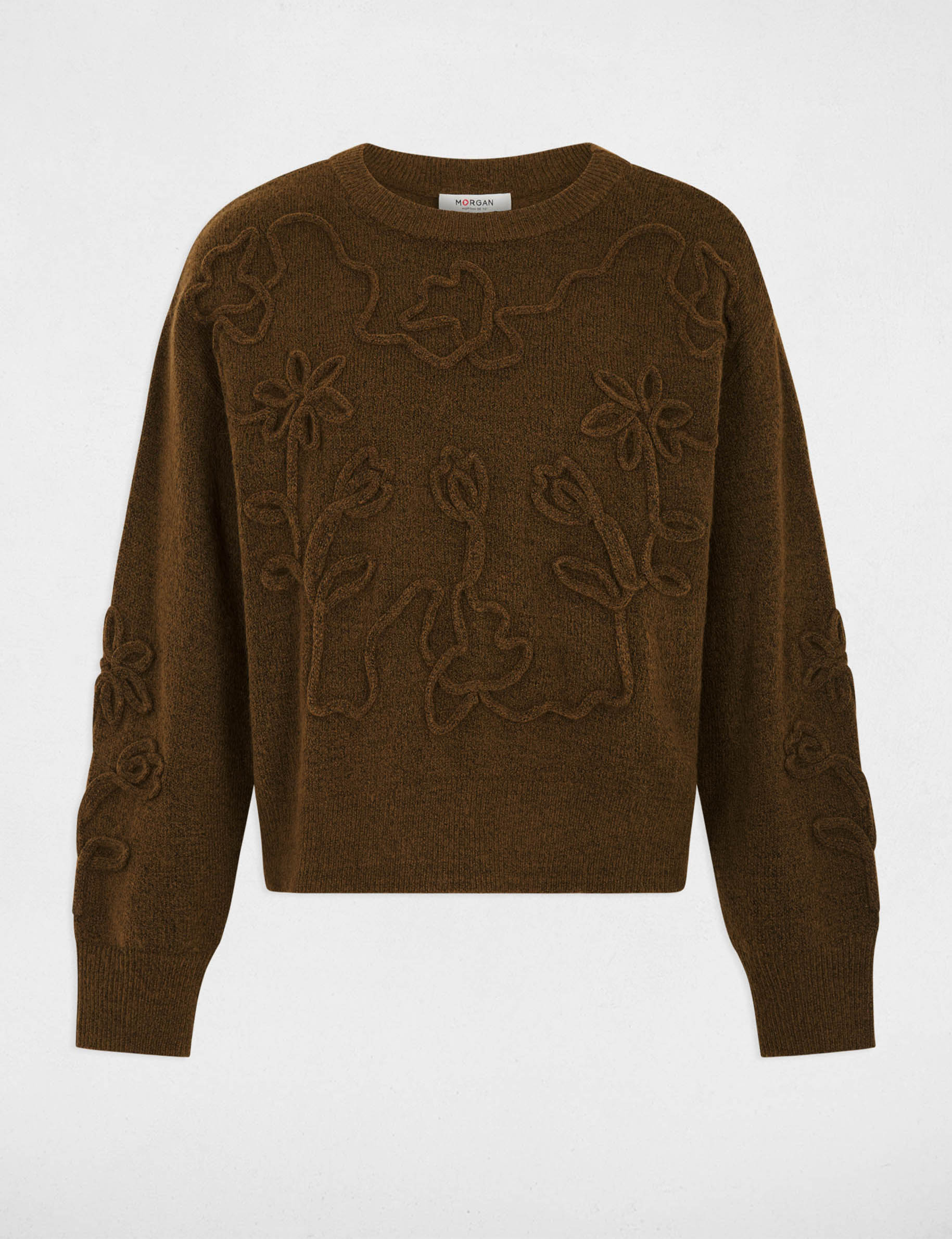 Pullover mit Rundhals und Muster khakigr&uuml;n damen