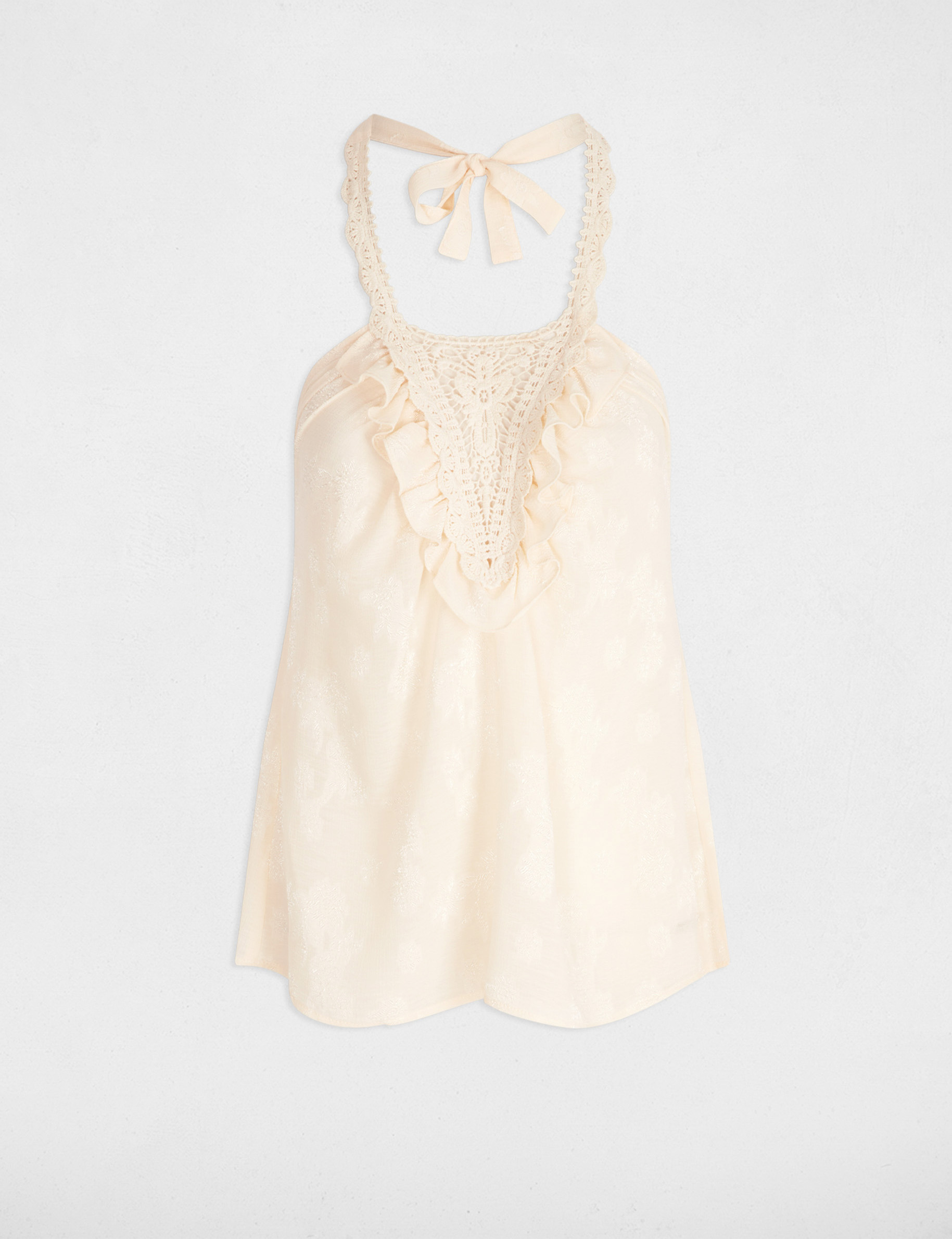 top mit spitzendetail creme damen Top mit Spitzendetail creme damen