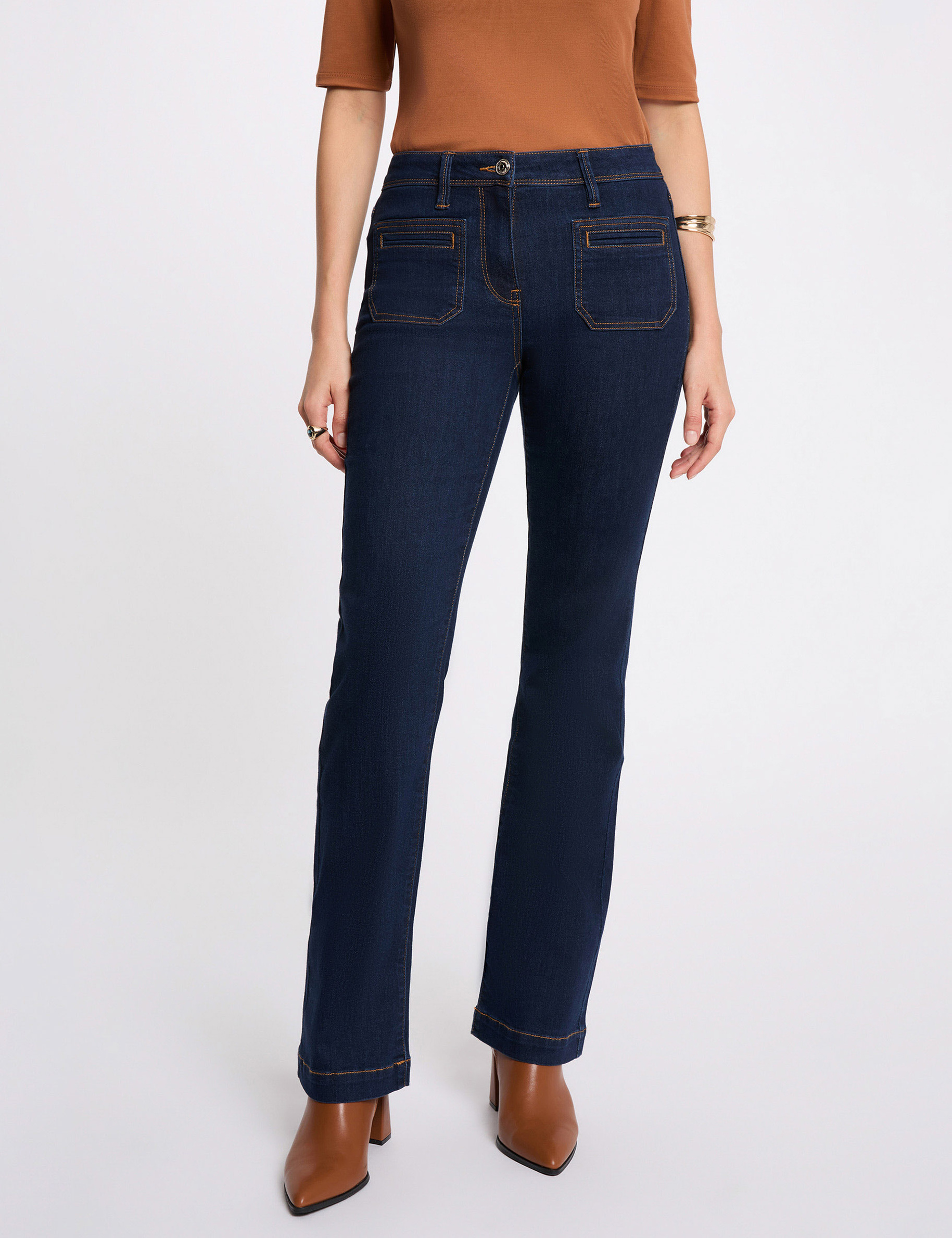 Jean bootcut taille haute denim brut femme