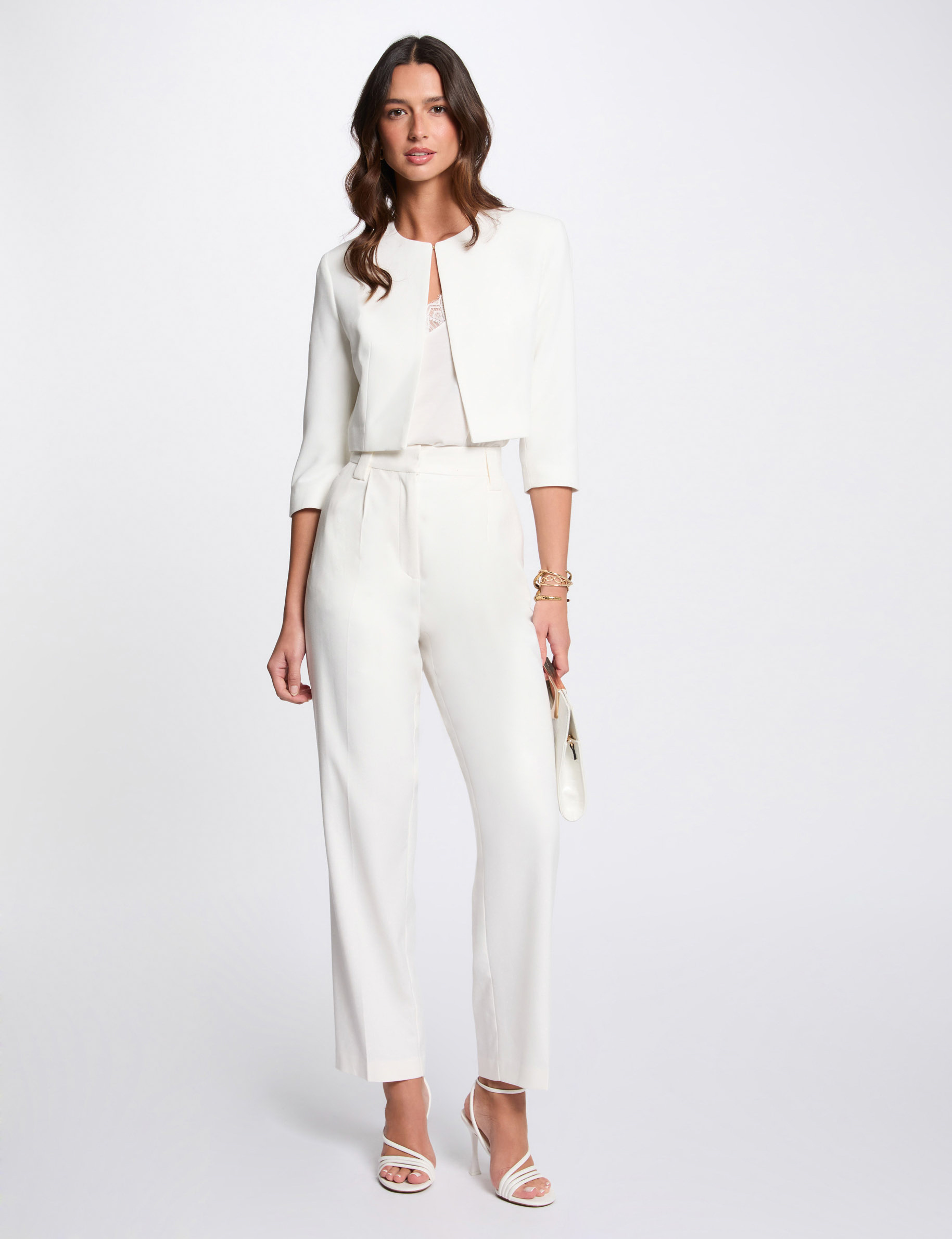 veste courte manches 34 blanc femme Veste courte manches 3/4 blanc femme