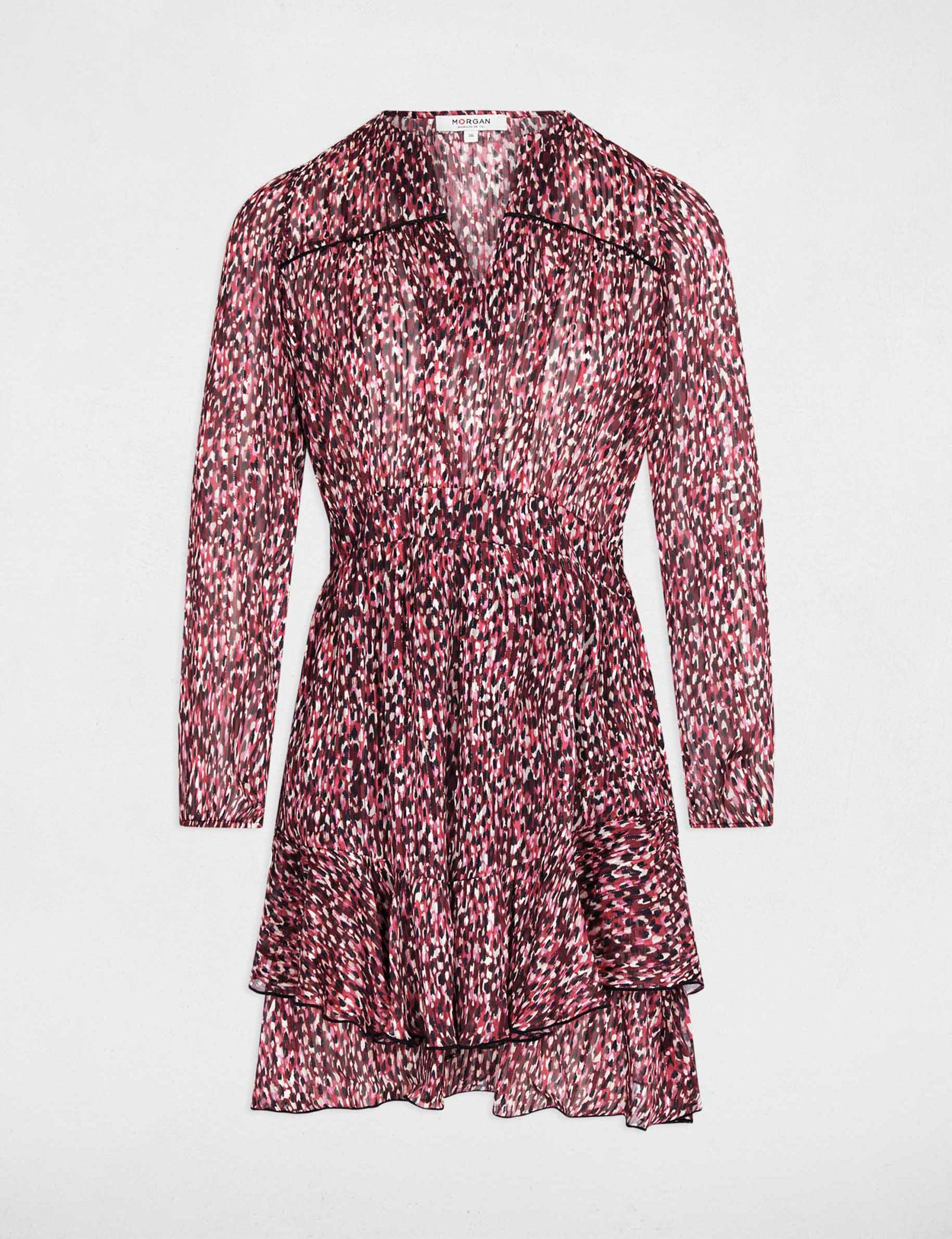 Kurzes Kleid mit V-Ausschnitt mehrfarbig damen