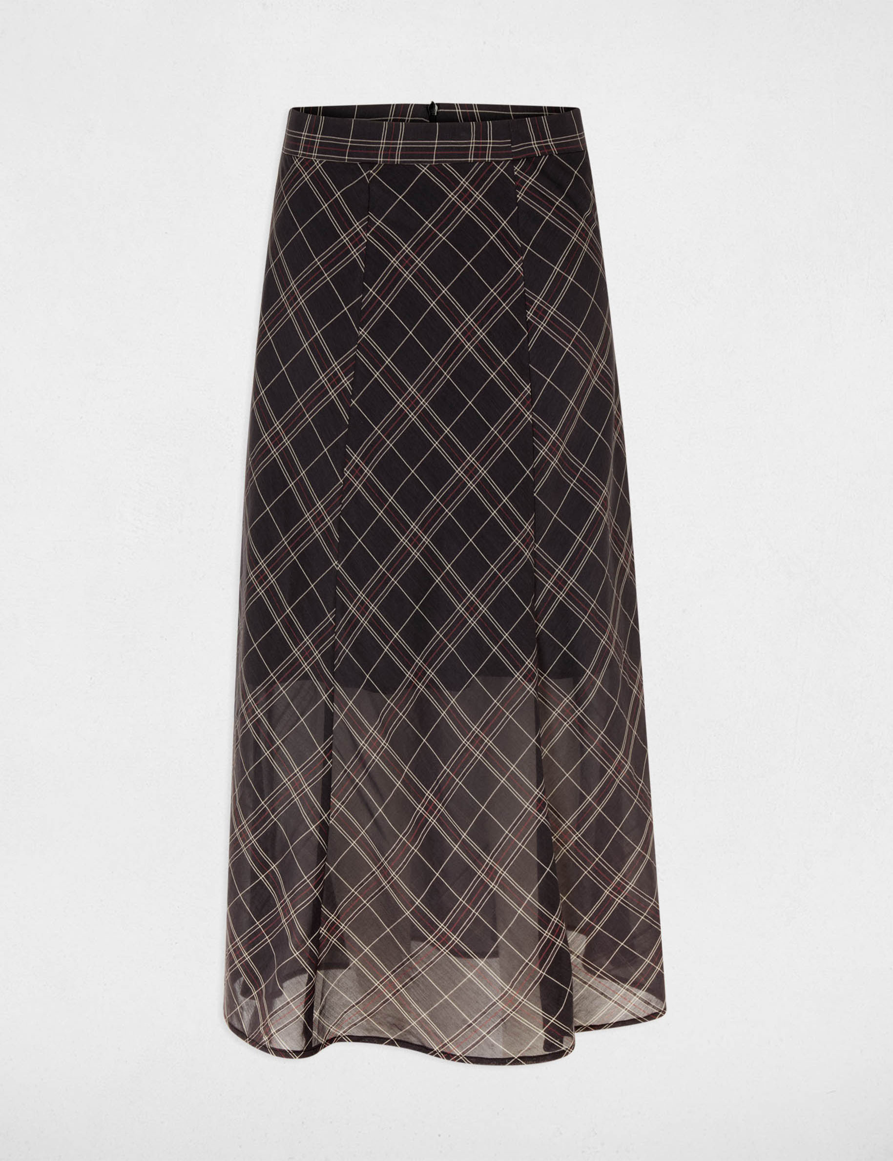 Jupe midi taille haute multicolore femme