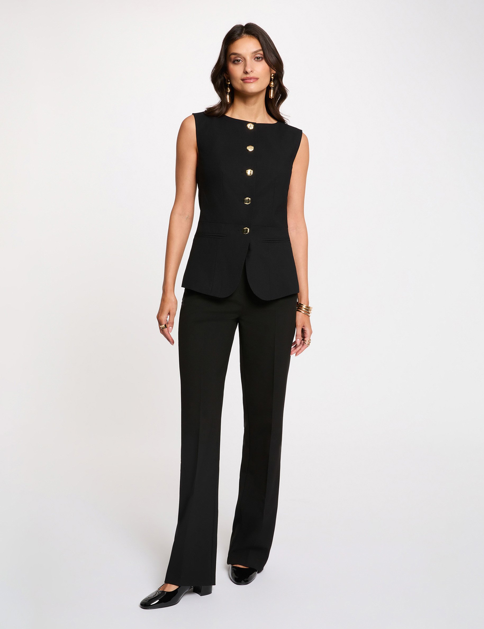 Veste sans manches ajust&eacute;e noir femme