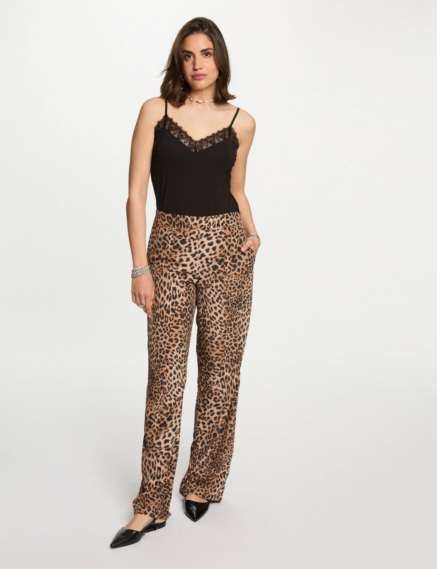 Weite Hose mit Muster mehrfarbig damen
