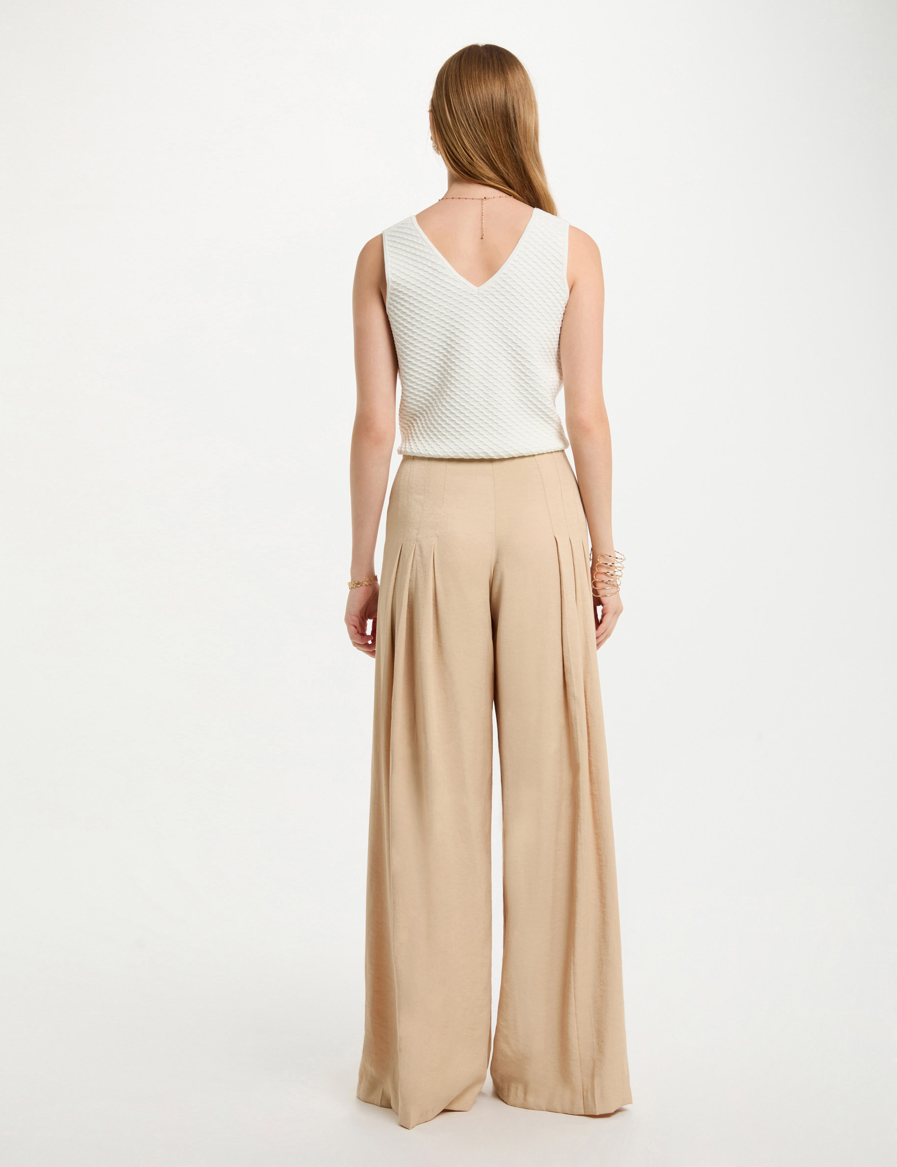 debardeur maille col en v blanc femme Débardeur maille col en V blanc femme