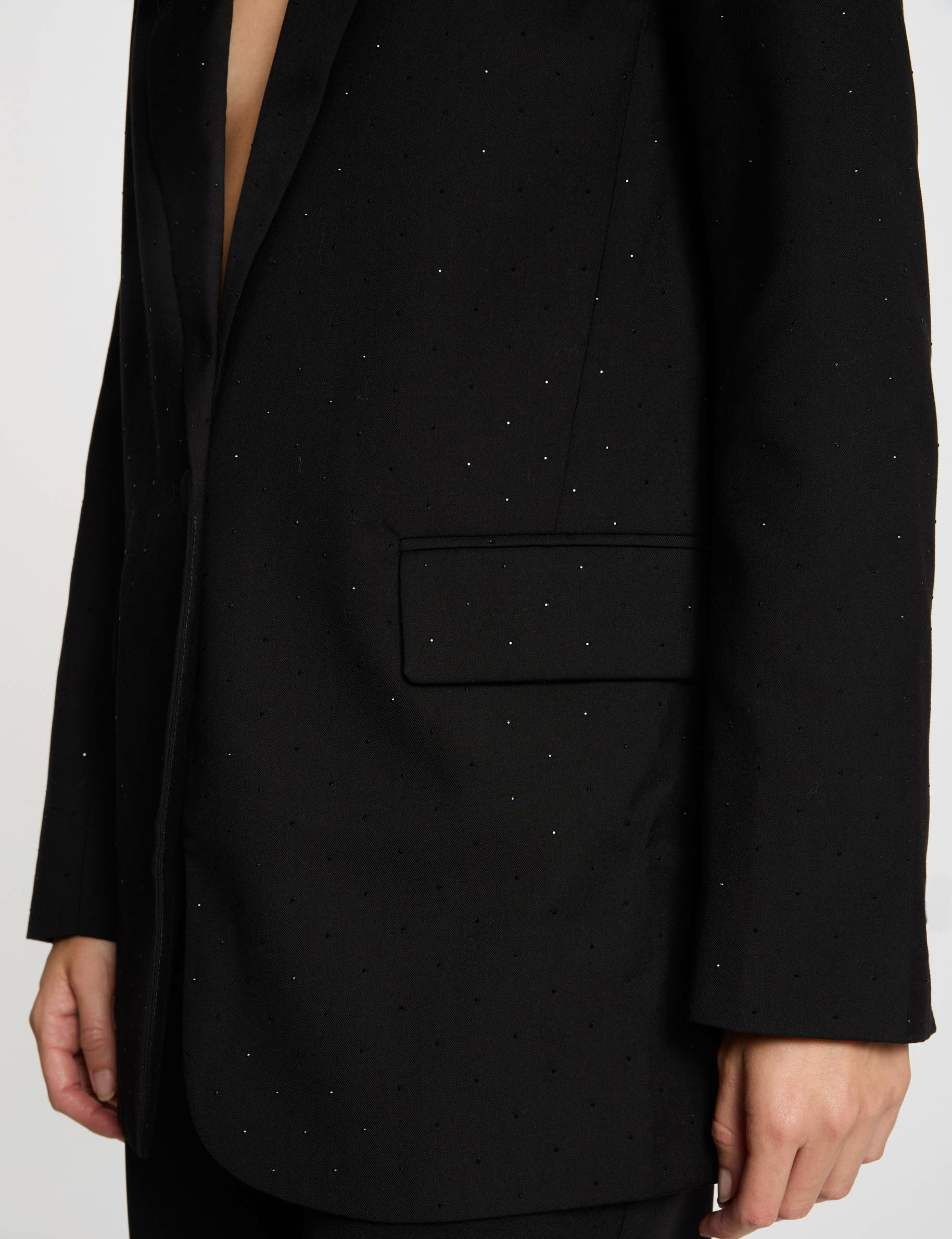 Langer Blazer mit Pailletten schwarz damen