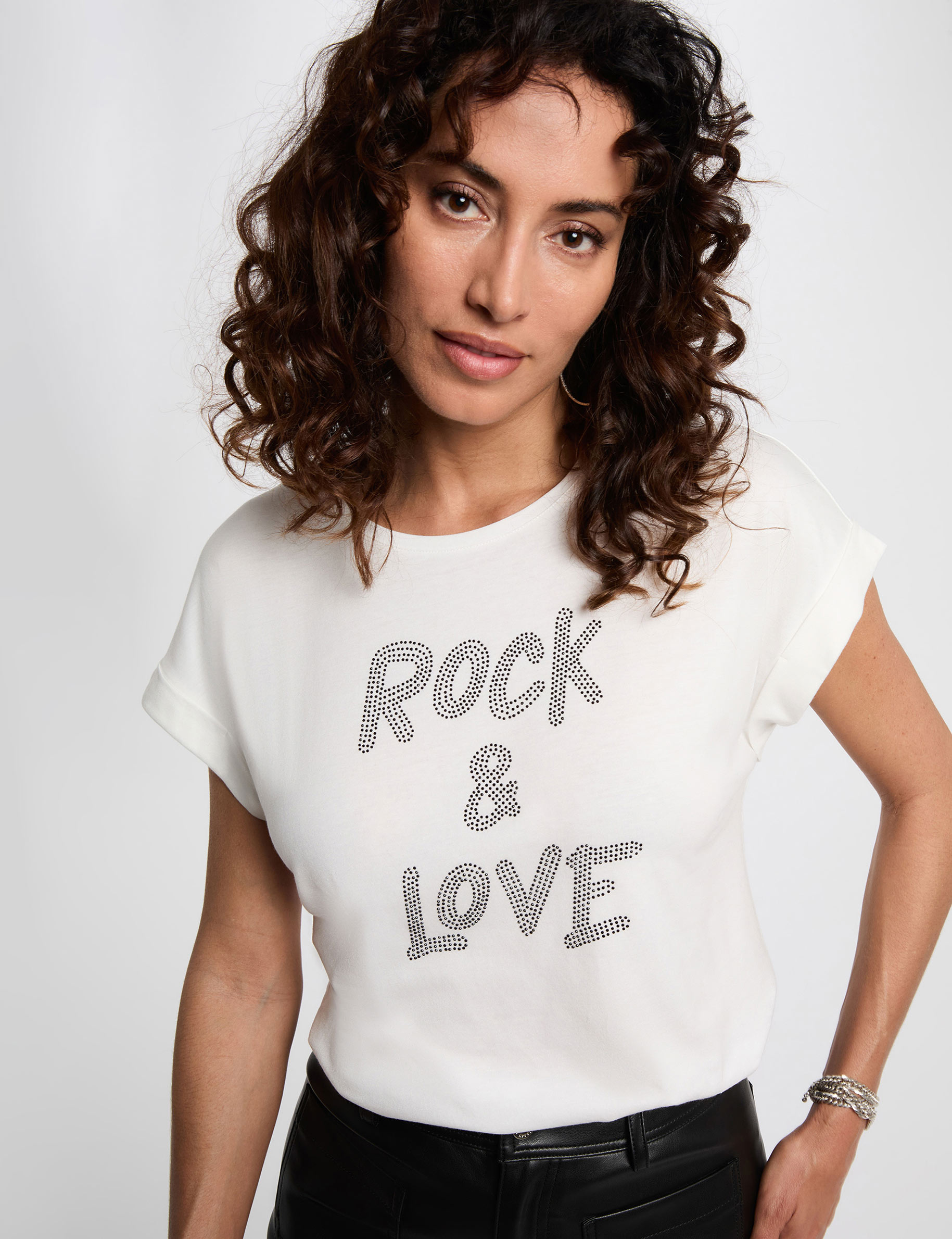 t shirt court strass blanc femme T-shirt court strass blanc femme