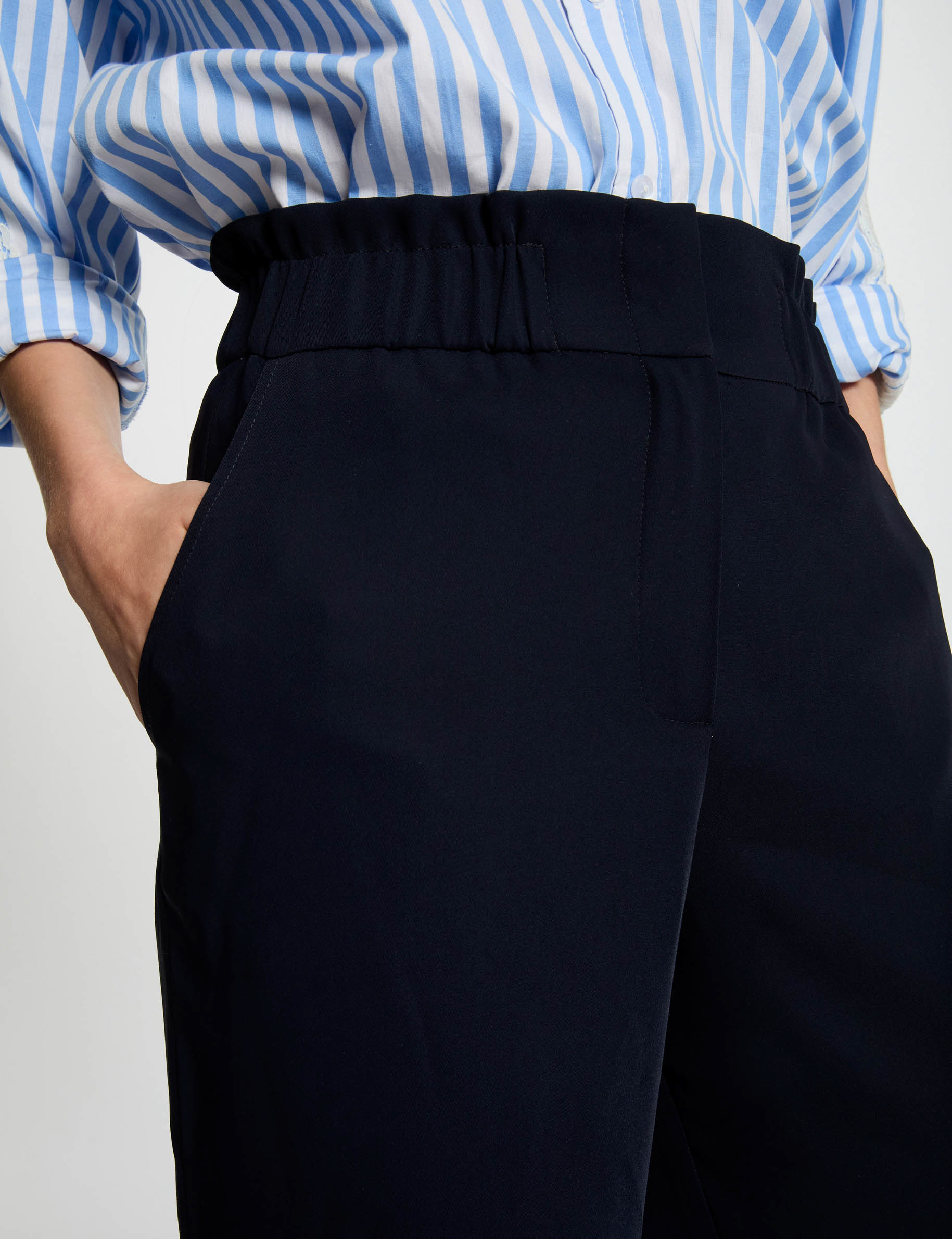 pantalon large fronces bleu marine femme Pantalon large � fronces bleu marine femme