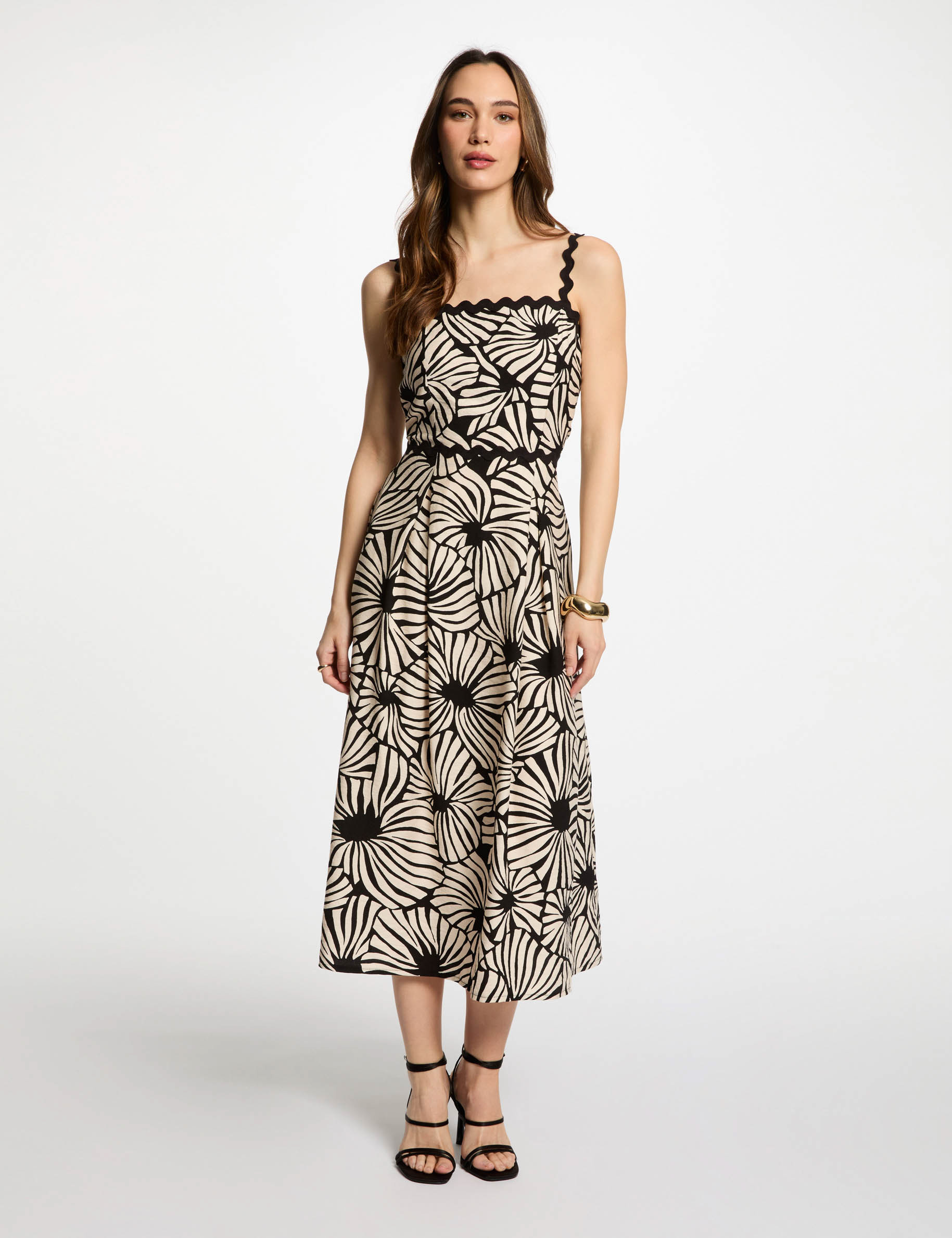 robe midi droite imprime multicolore femme Robe midi droite imprim�e multicolore femme