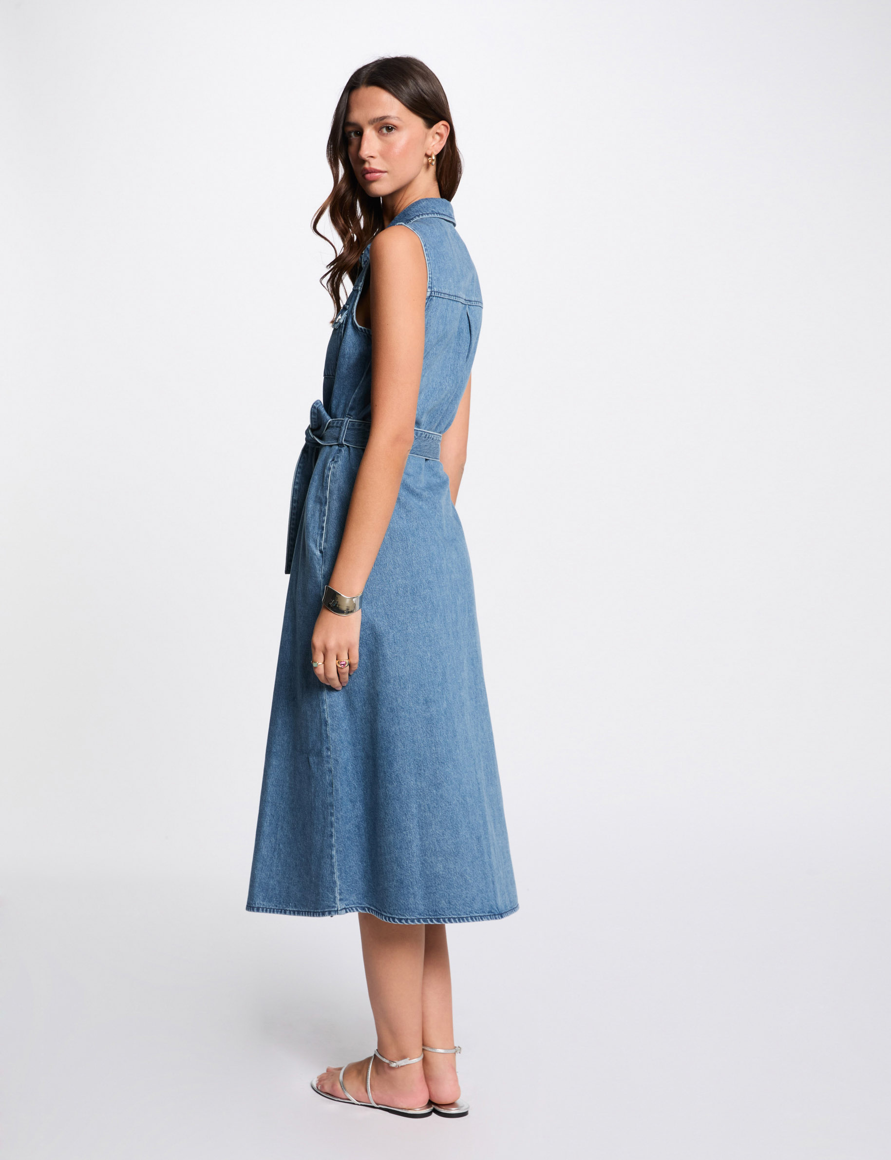 midi a linien kleid aus denim stone denim damen Midi-A-Linien-Kleid aus Denim stone denim damen