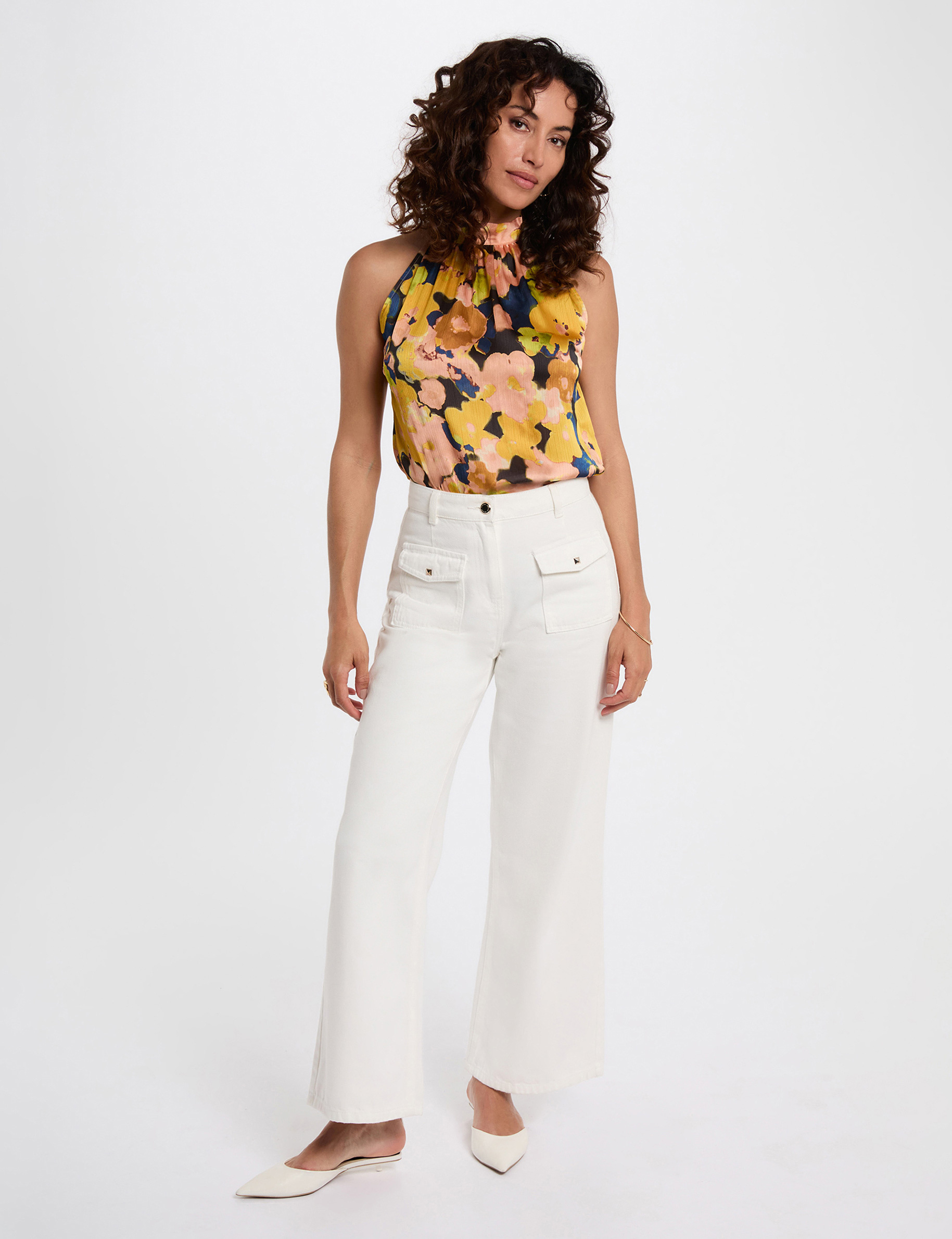 top fluide col montant multicolore femme Top fluide col montant multicolore femme