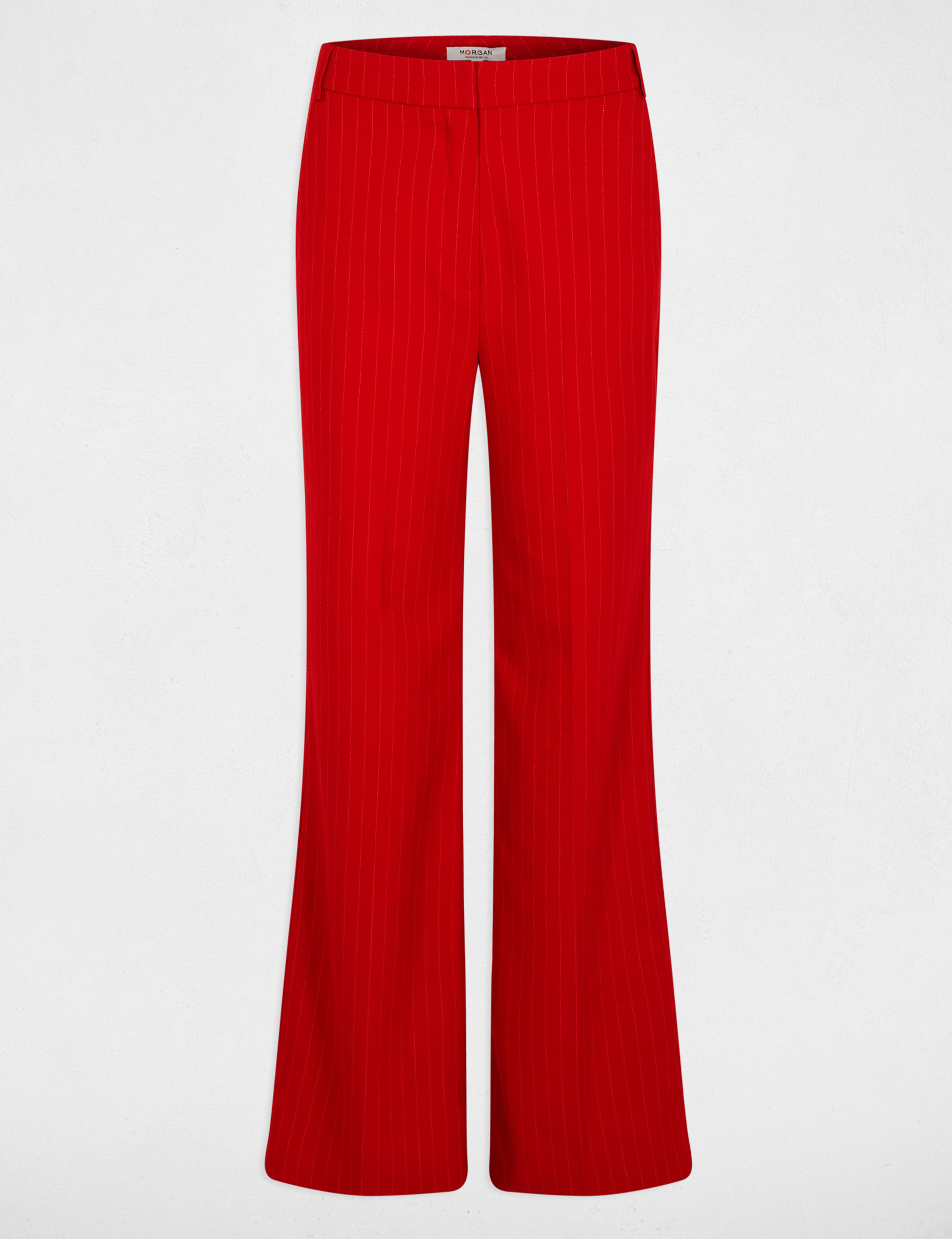 Pantalon droit taille haute rouge femme