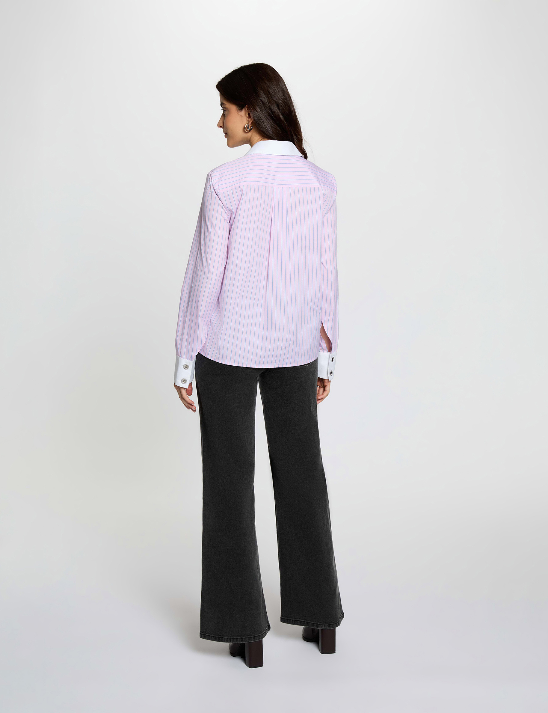 Gestreiftes Hemd mit langen &Auml;rmeln rosa damen