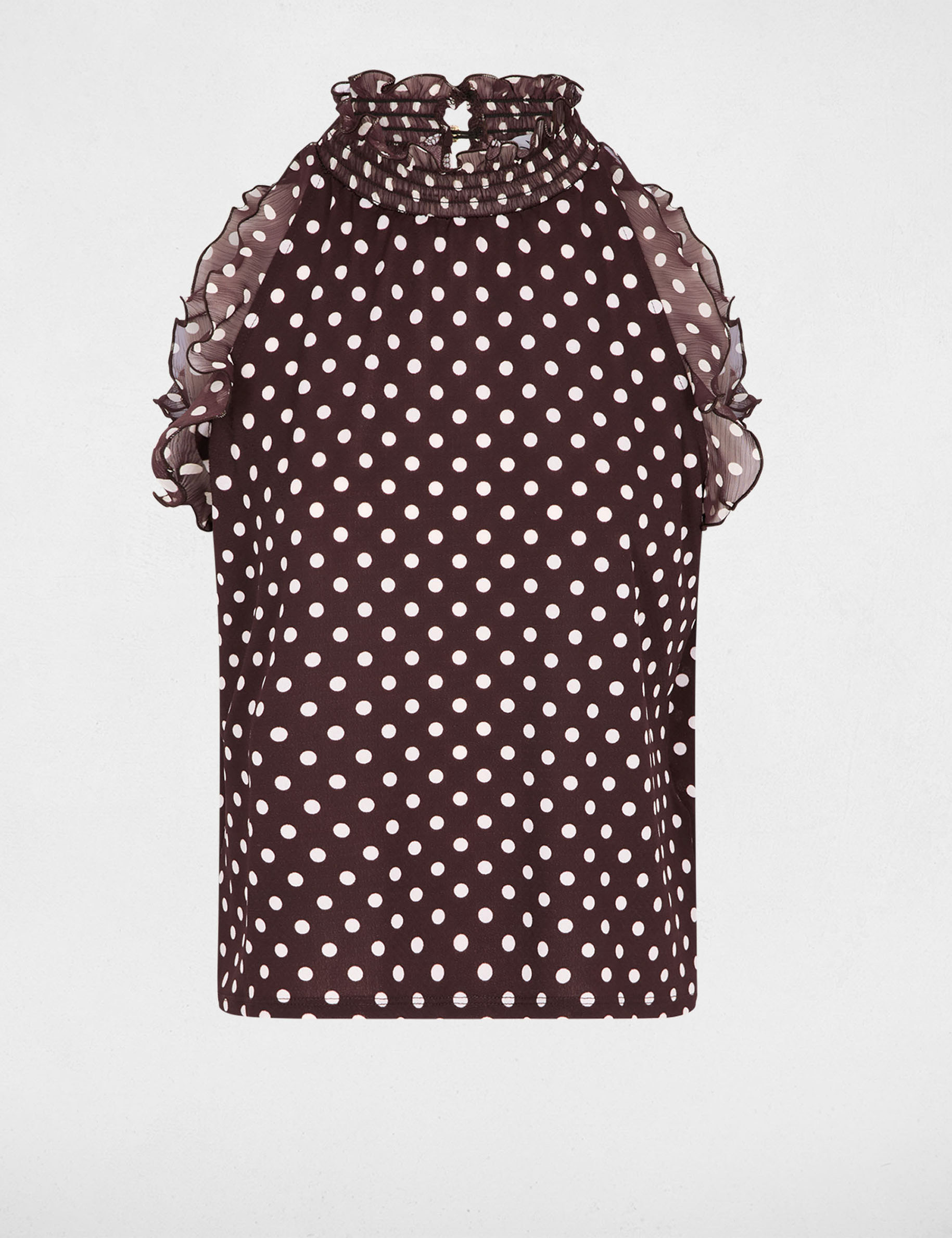 D&eacute;bardeur col montant marron fonc&eacute; femme
