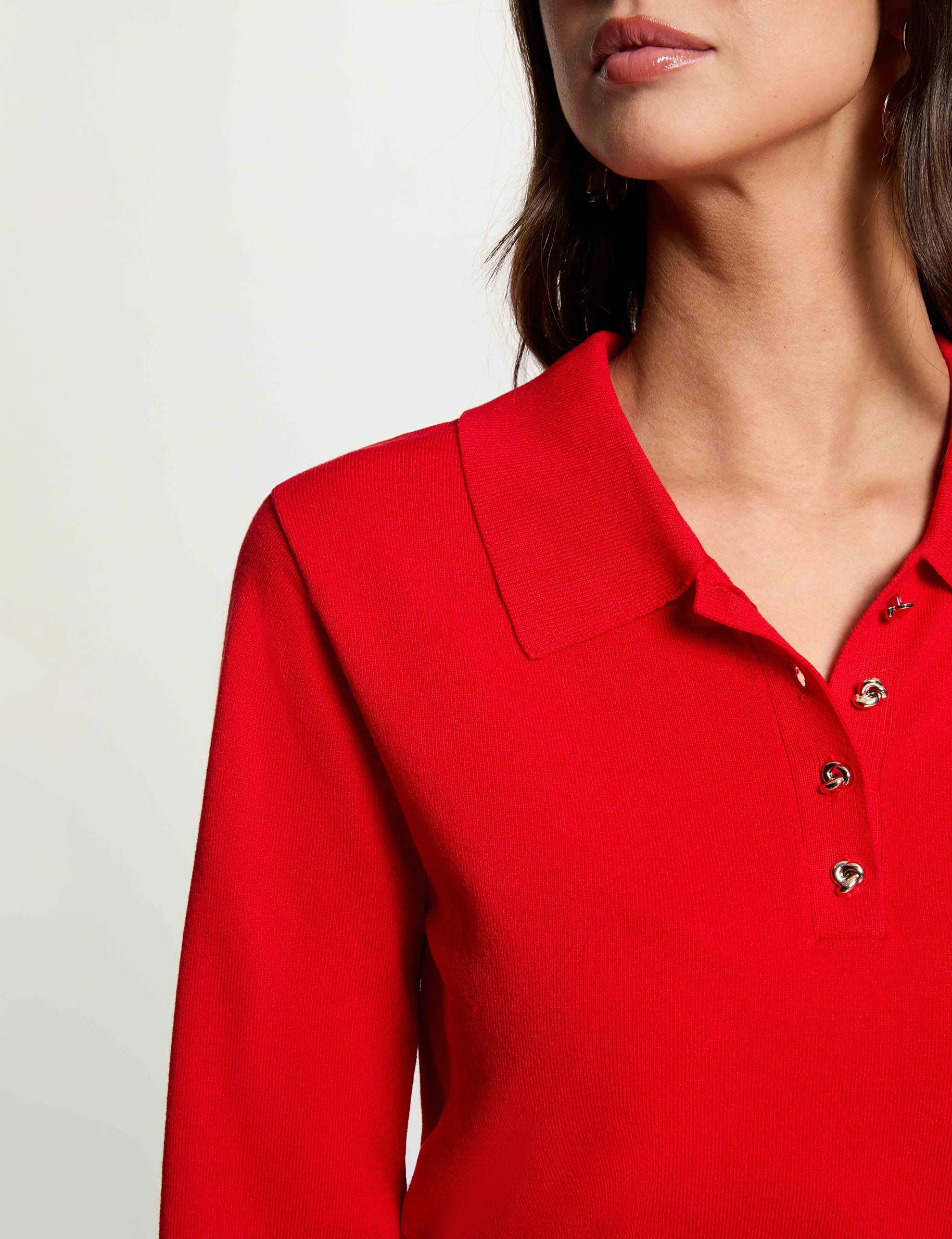 Pullover mit Reverskragen rot damen