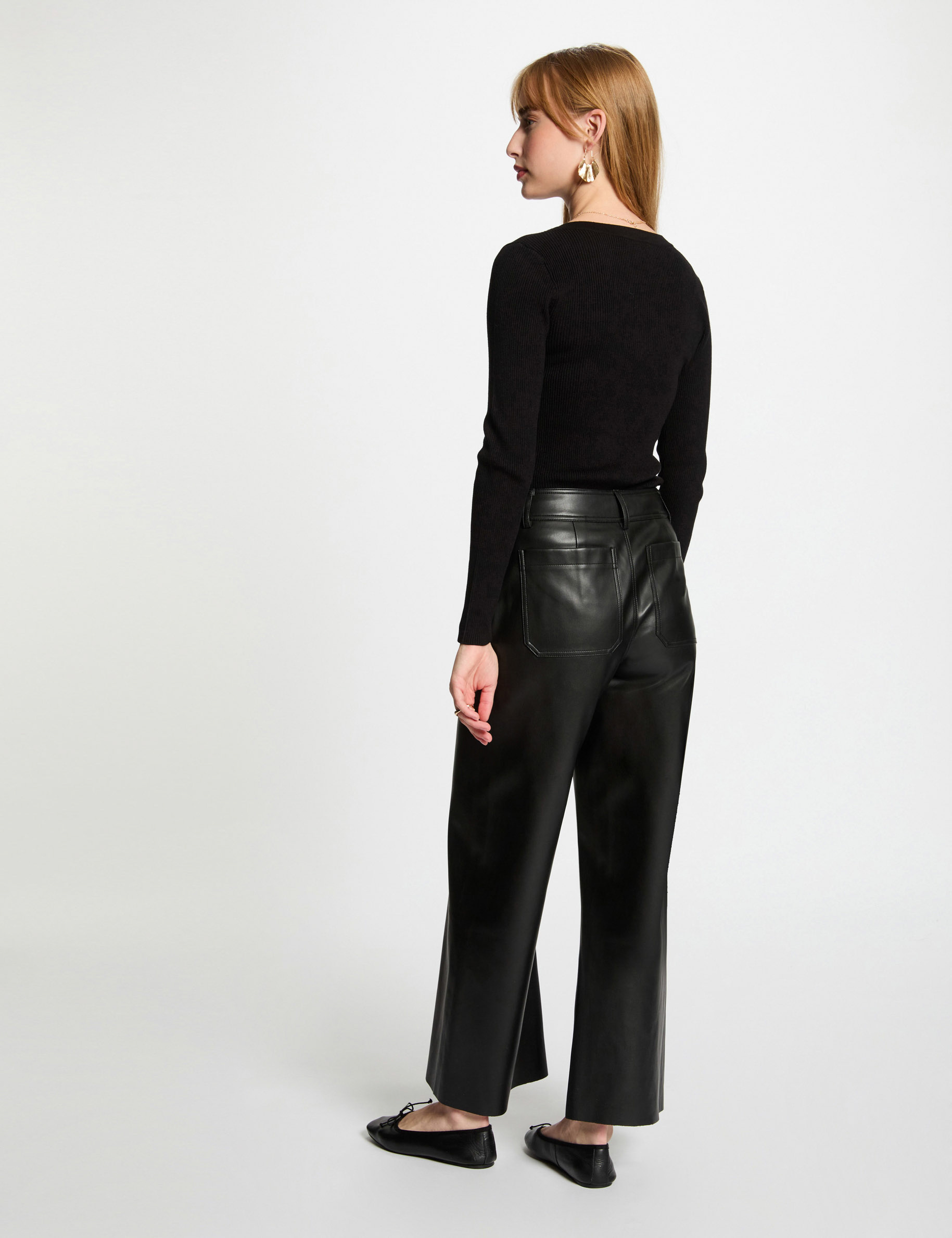langarmpullover aus feinem strick mit knopfen schwarz damen Langarmpullover aus feinem Strick mit Knöpfen schwarz damen