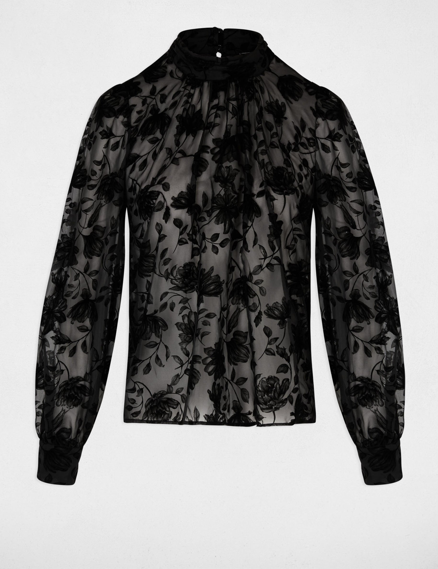 Chemise col lavalli&egrave;re noir femme