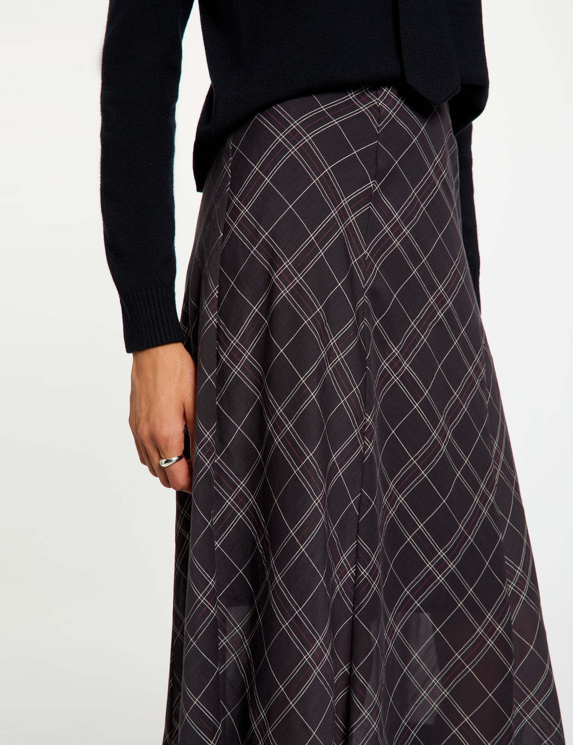 Jupe midi taille haute multicolore femme
