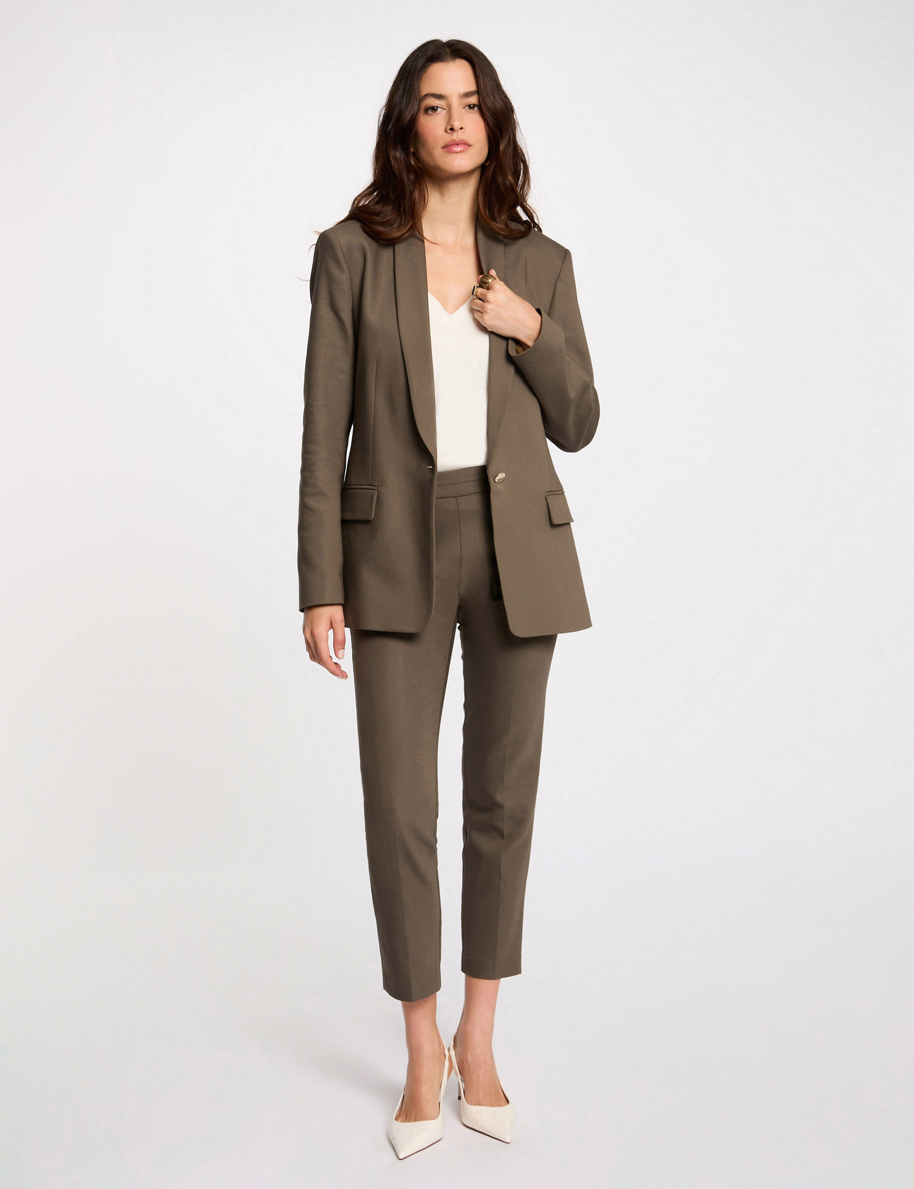 78 zigarettenhose khakigrun damen 7/8-Zigarettenhose khakigrün damen