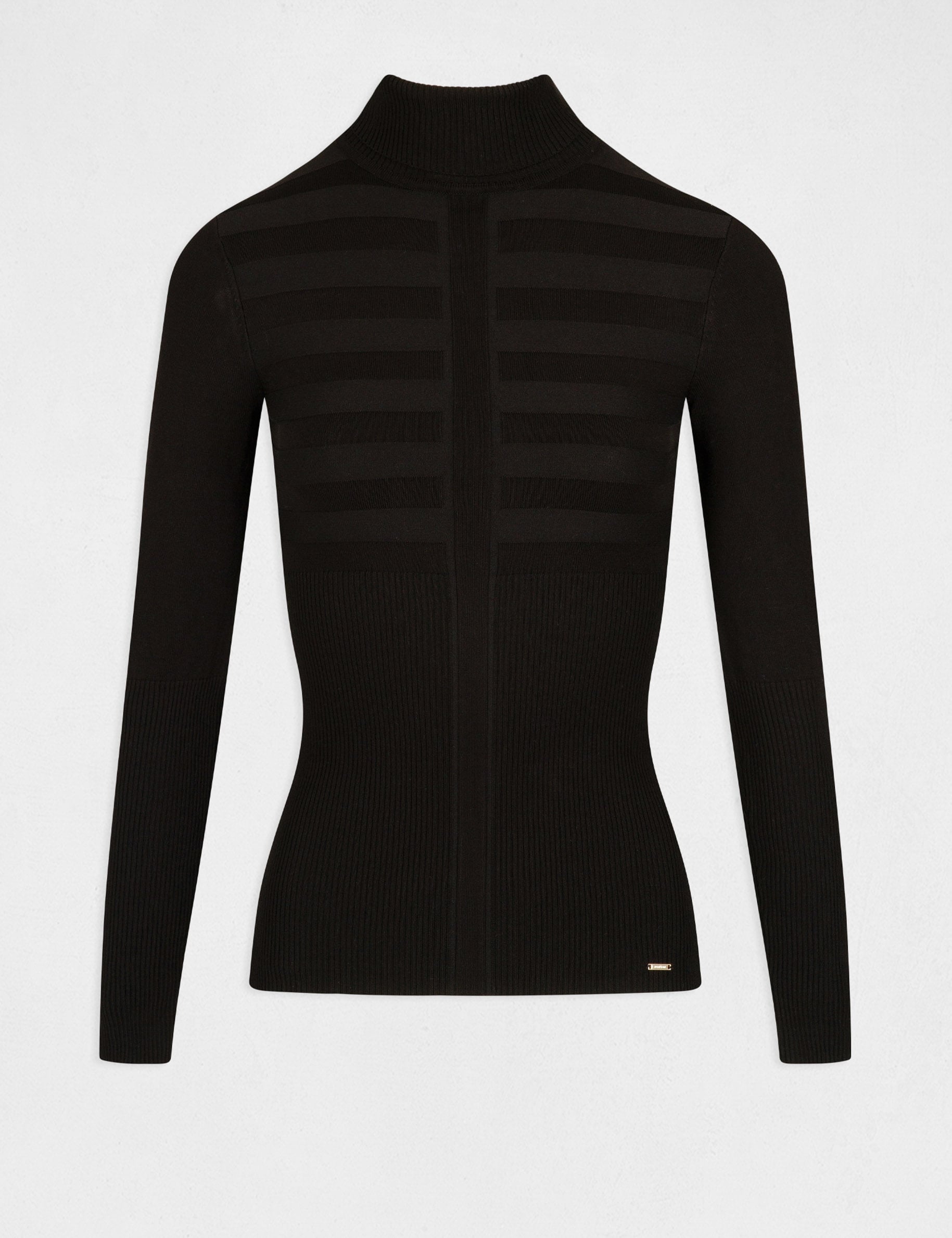 Taillierter Rollkragenpullover schwarz damen