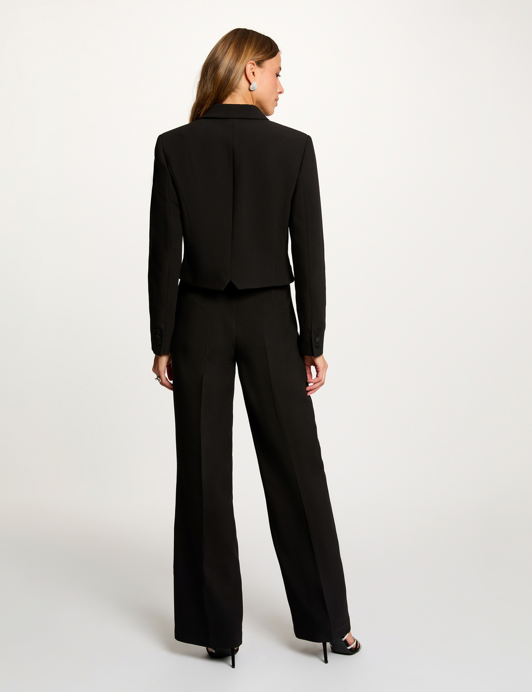 Kurz geschnittene Wickeljacke schwarz damen