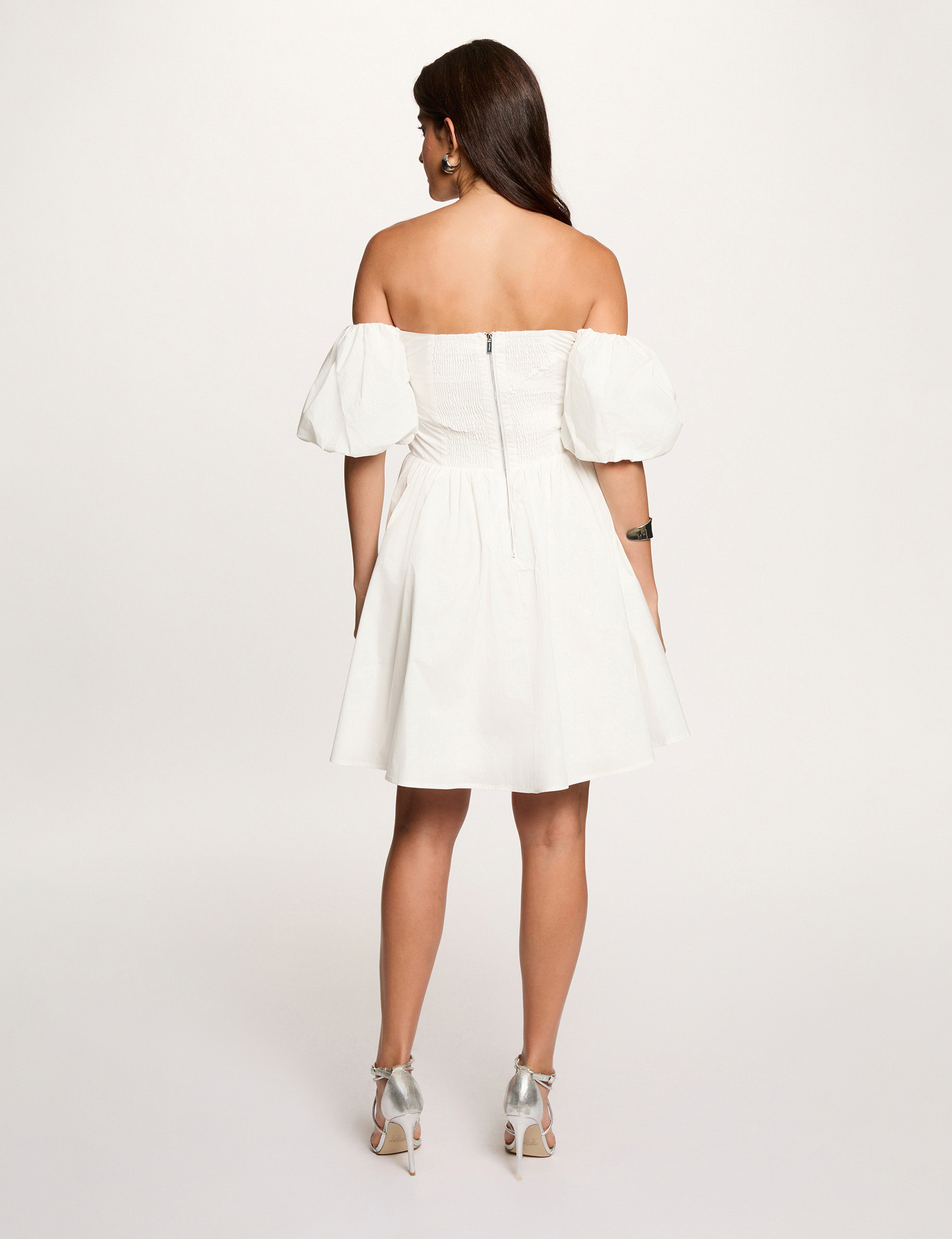 Robe courte manches bouffantes blanc femme