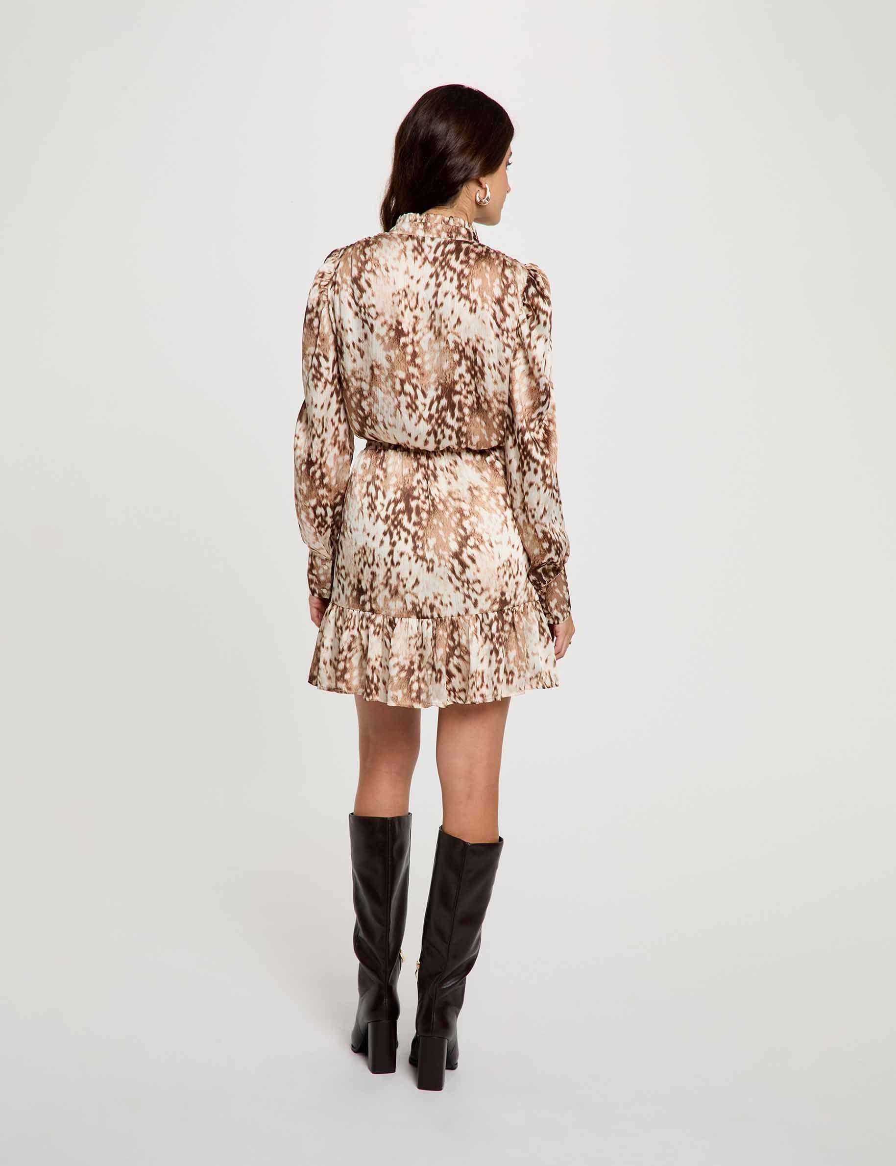 Robe courte manches bouffantes multicolore femme