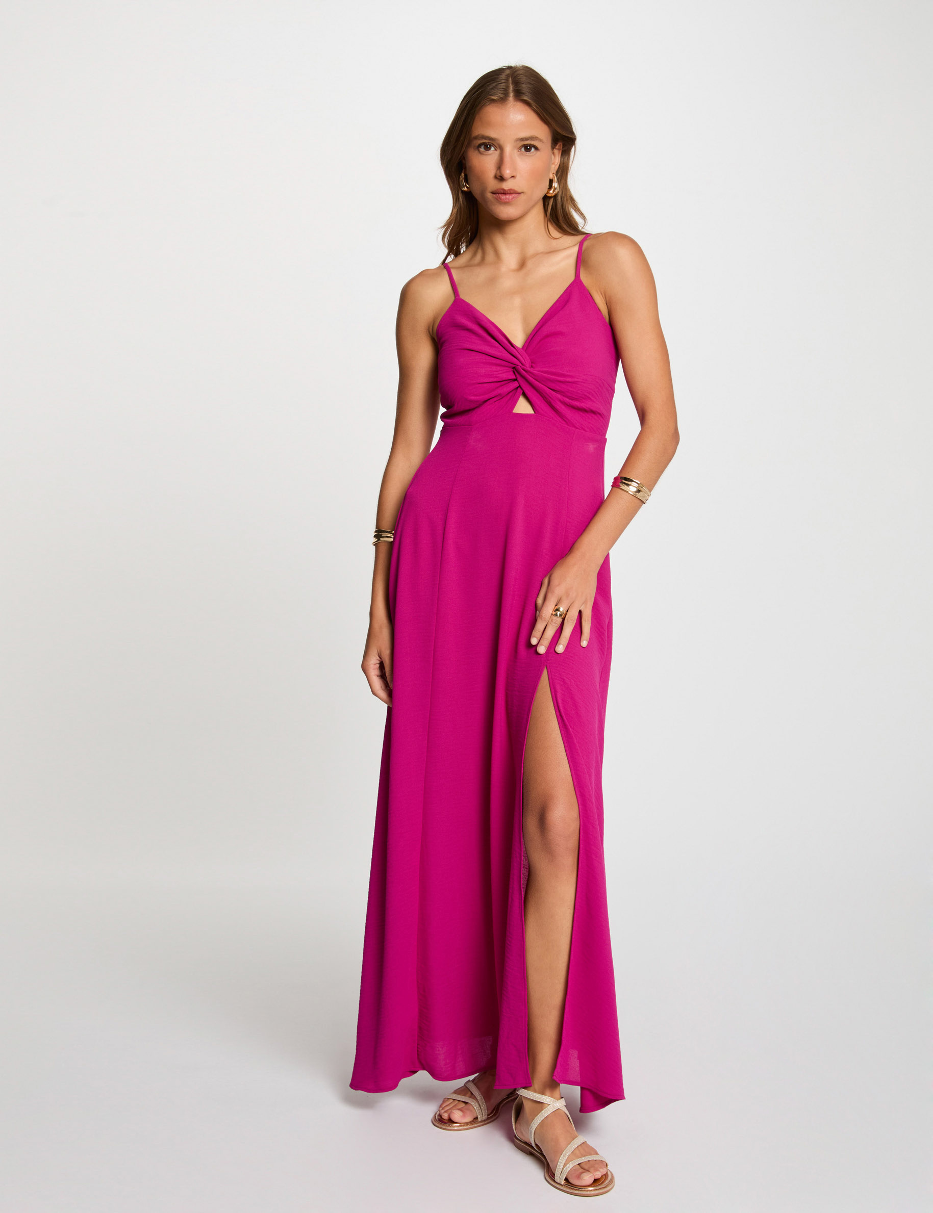 robe longue droite fendue violet femme Robe longue droite fendue violet femme