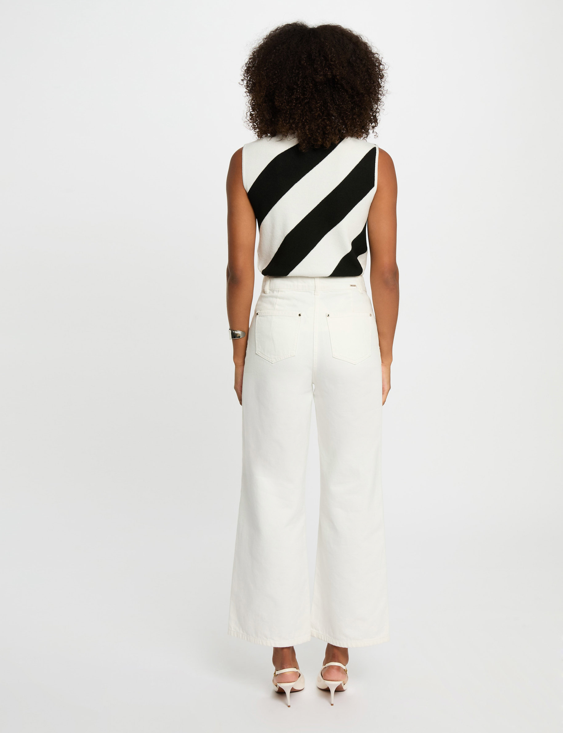 Pull sans manches blanc femme