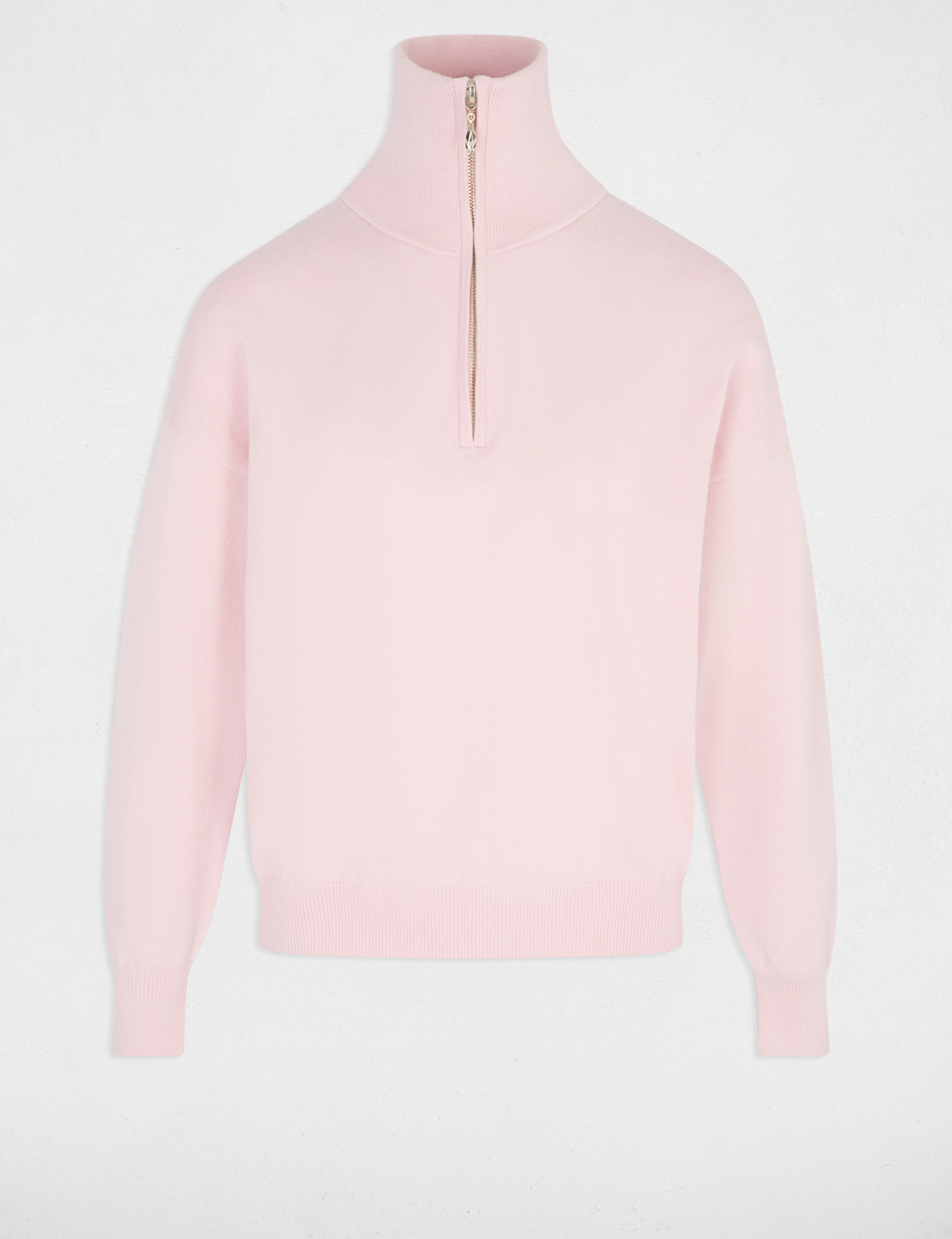 Pullover mit Truckerkragen pastellrosa damen